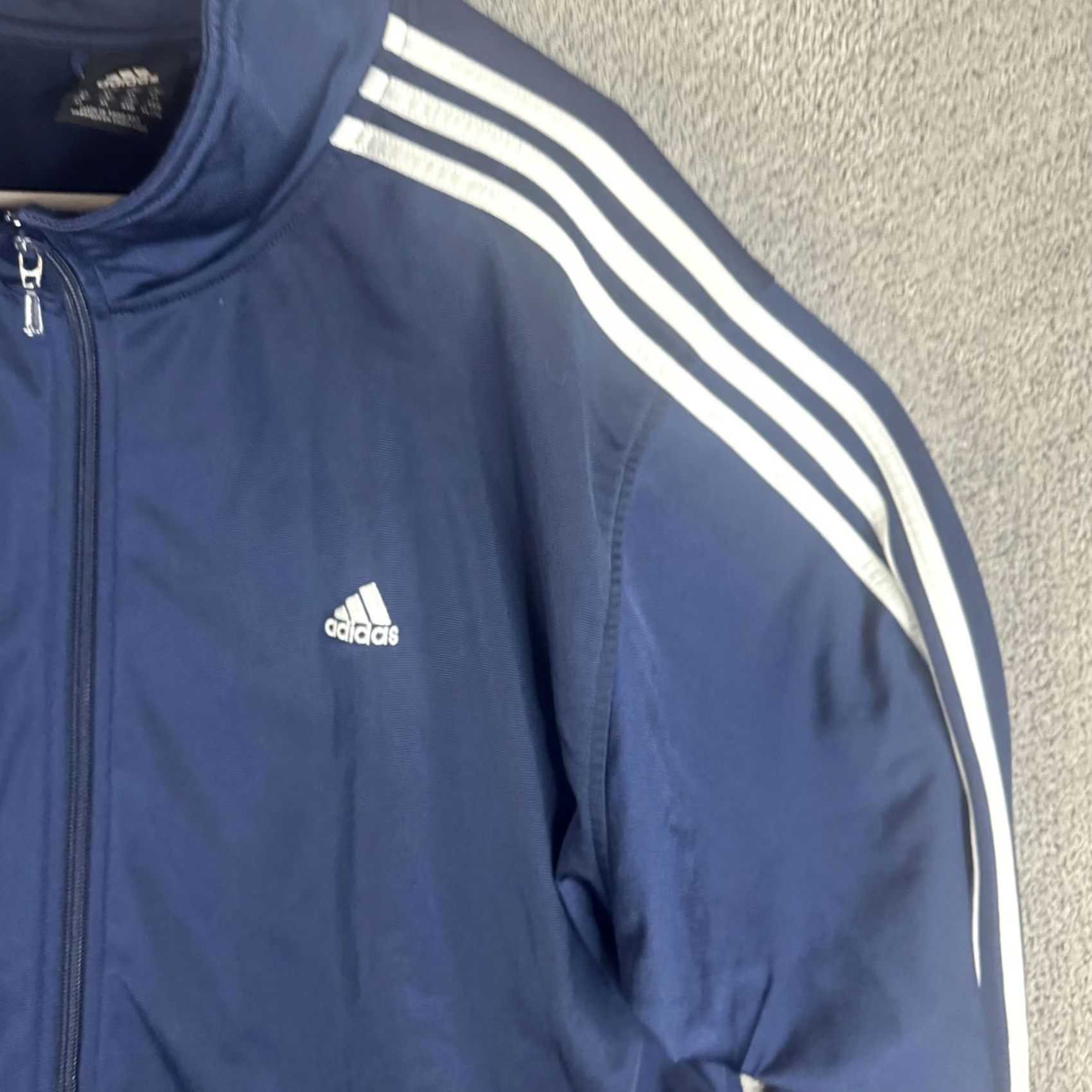 Adidas Adidas Track Jacket Mens XL Blue Full Zip 3 Stripe Collar Athletic Training Size US XL / EU 56 / 4 - 4 Thumbnail