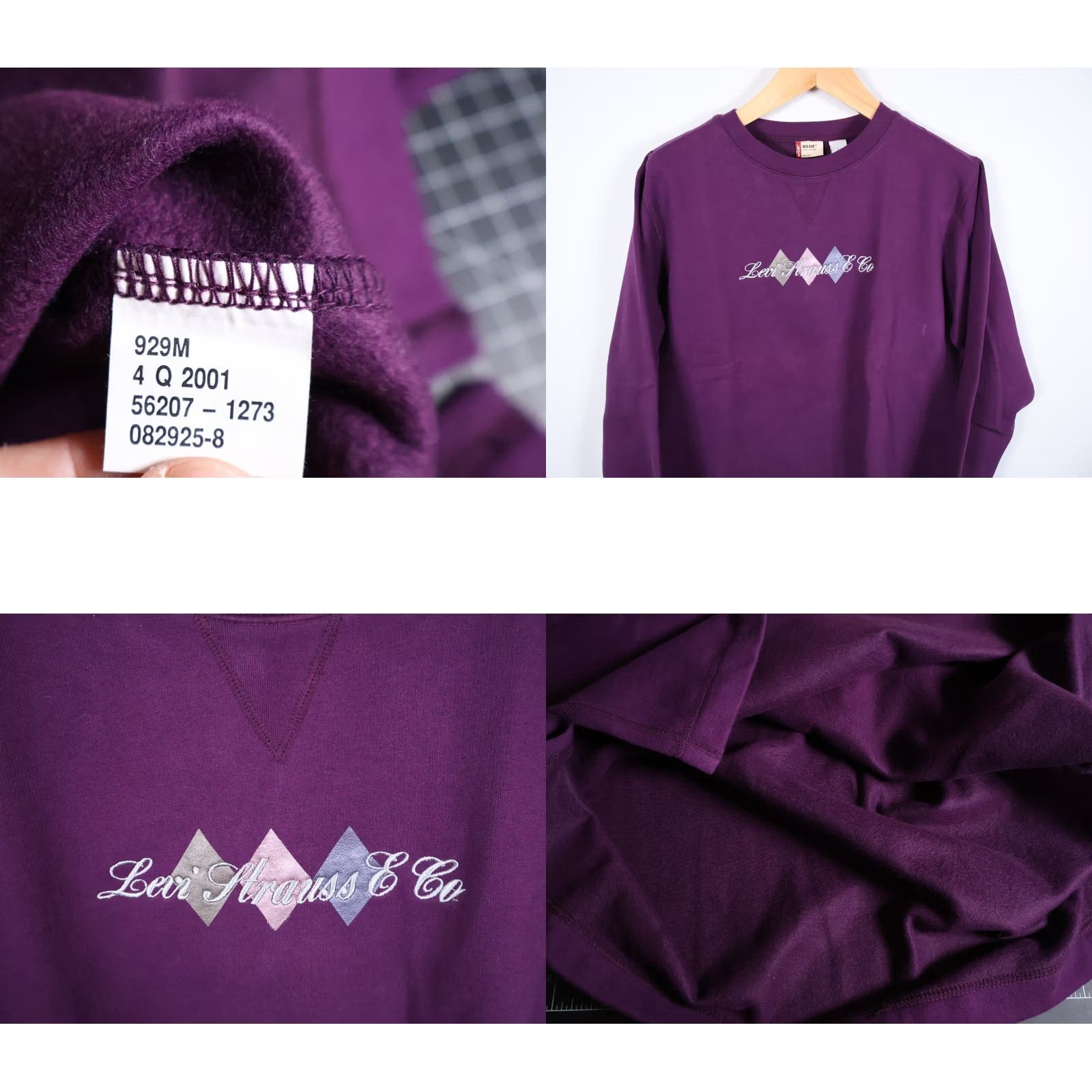 Levi's VINTAGE Levi'S Shirt Mens L Purple VTG Red Tab Sweatshirt Men Crewneck Embroidered Y2K Fleece Size US L / EU 52-54 / 3 - 8 Thumbnail