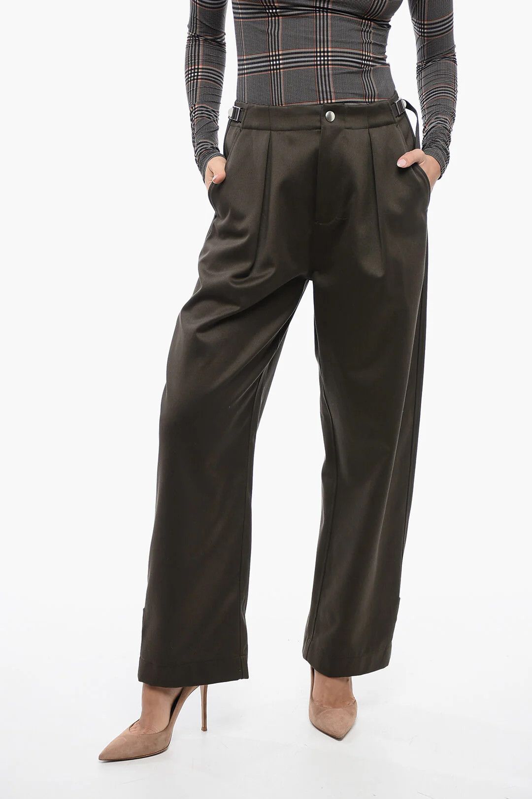 Burberry og1mm0426 Balloon-Fit Two-Pleat Pant in Military Green Size 28" / US 6 / IT 42 - 1 Thumbnail