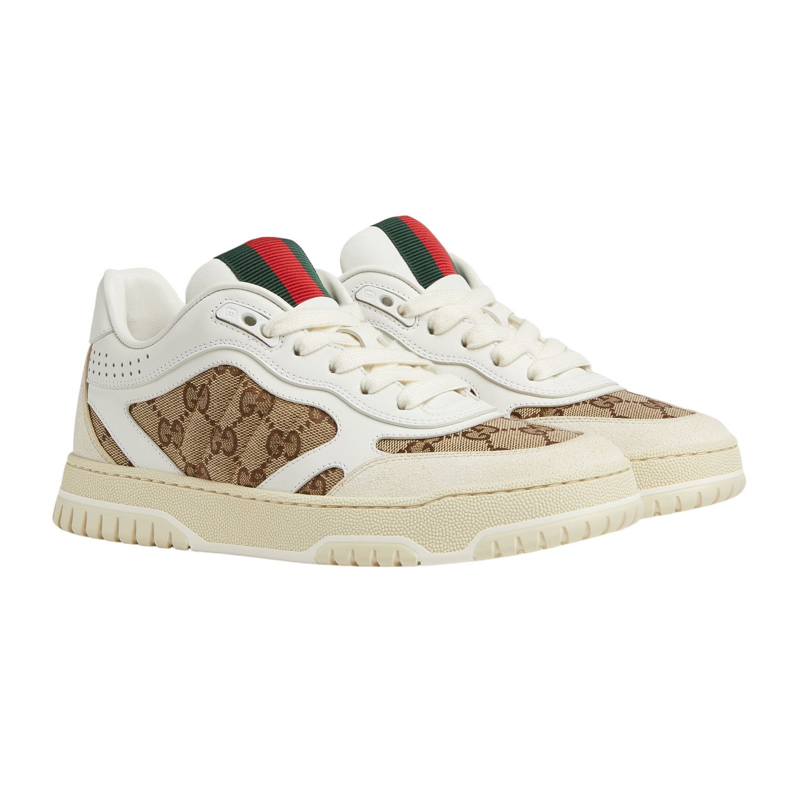 Gucci Re-Web $1150 Women's White Leather And Beige/Ebony GG