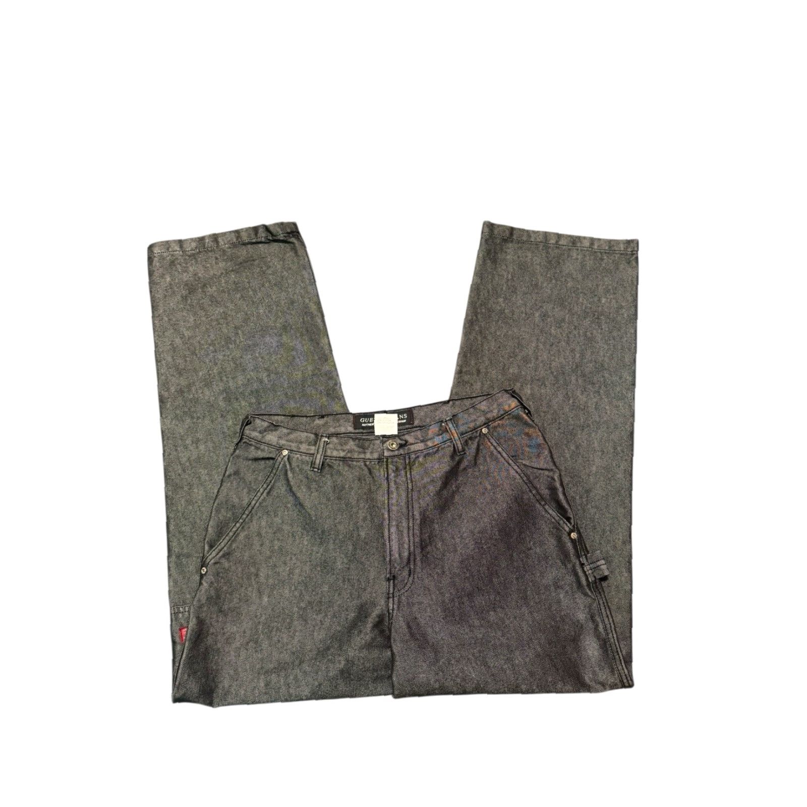 Guess VINTAGE GUESS Jeans Baggy Carpenter Denim Jeans Men 40x32 Black 5-Pocket Regular Straight Skater Metallic USA Mens Size US 40 / EU 56 - 7 Thumbnail