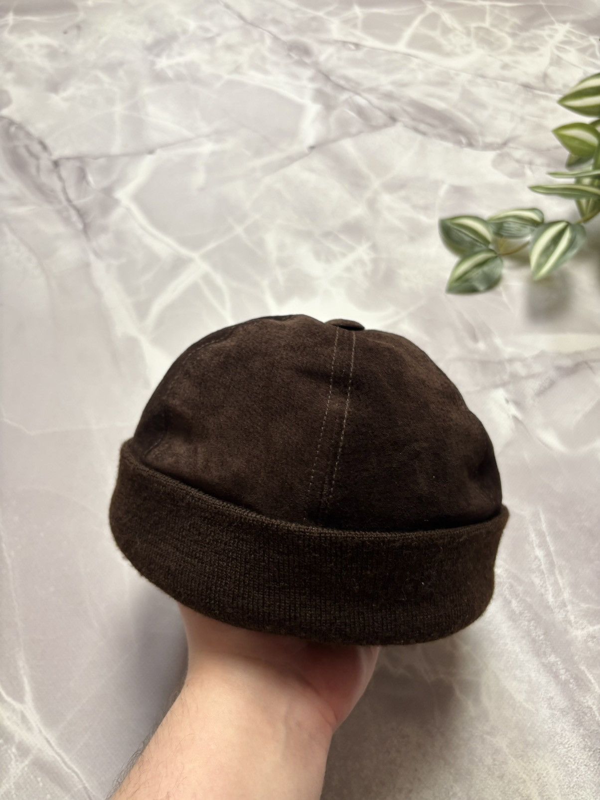 Other Mens Leather Docker Hat Brimless Sailor Rolled Cuff L/XL Size ONE SIZE - 1 Thumbnail
