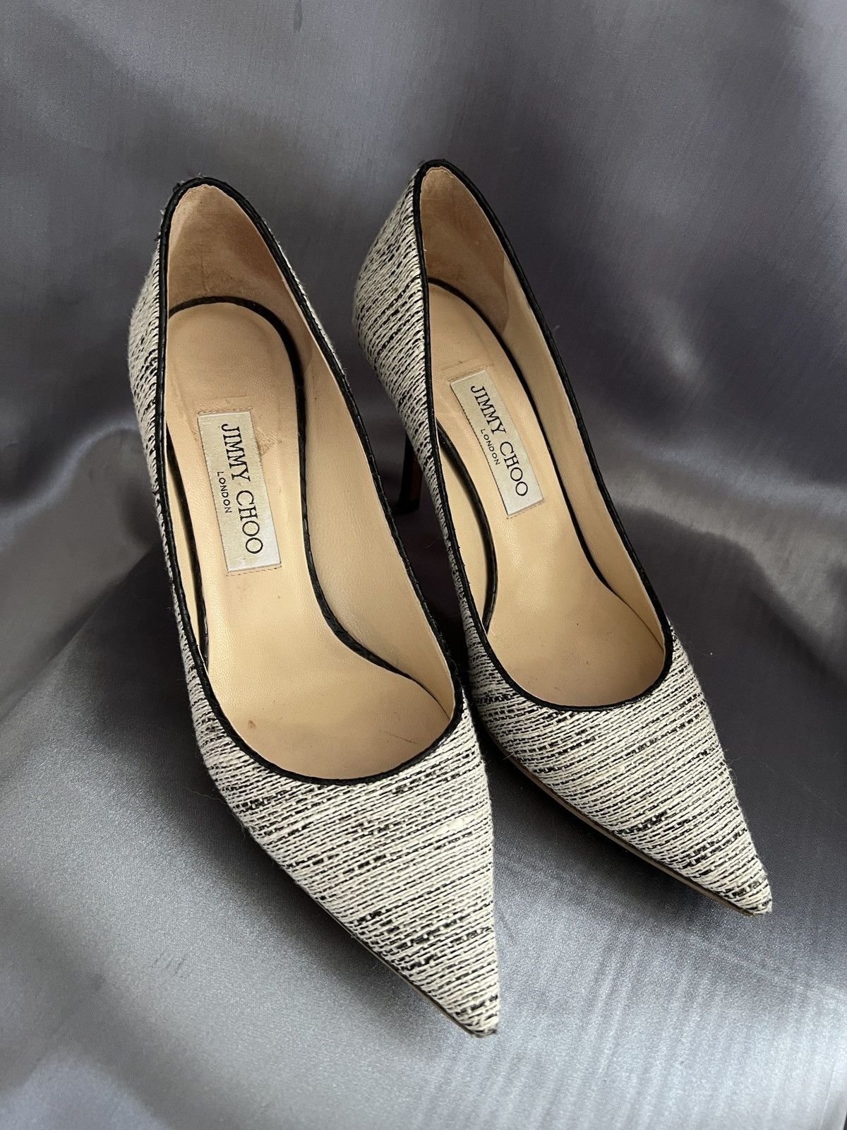 Jimmy Choo Jimmy choo leather and canva heels Size US 8 / IT 38 - 1 Thumbnail