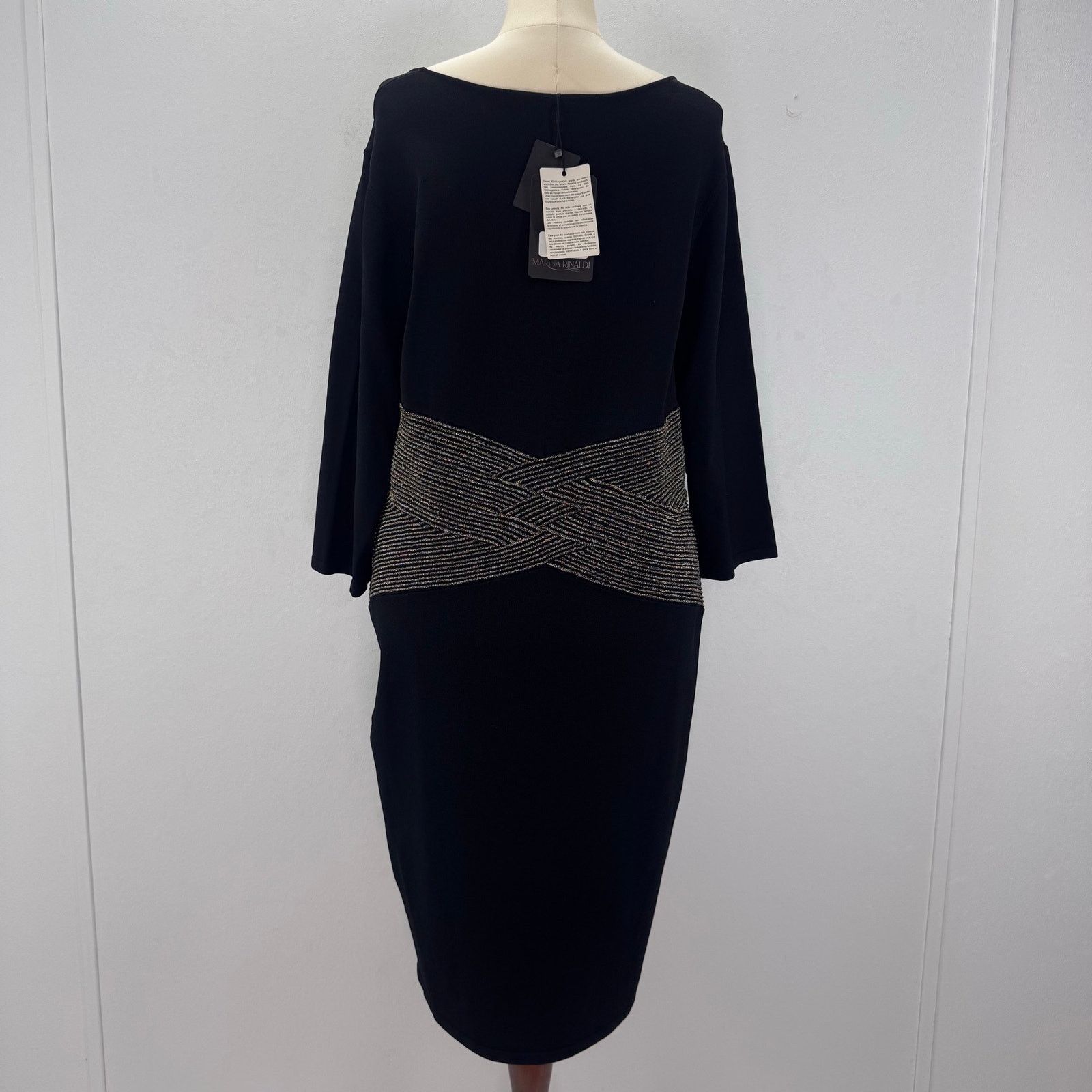 Marina Rinaldi Marina Rinaldi Black Sheath Crossover Waist Knitted Dress XL Size 3XL / US 20-22 - 6 Thumbnail