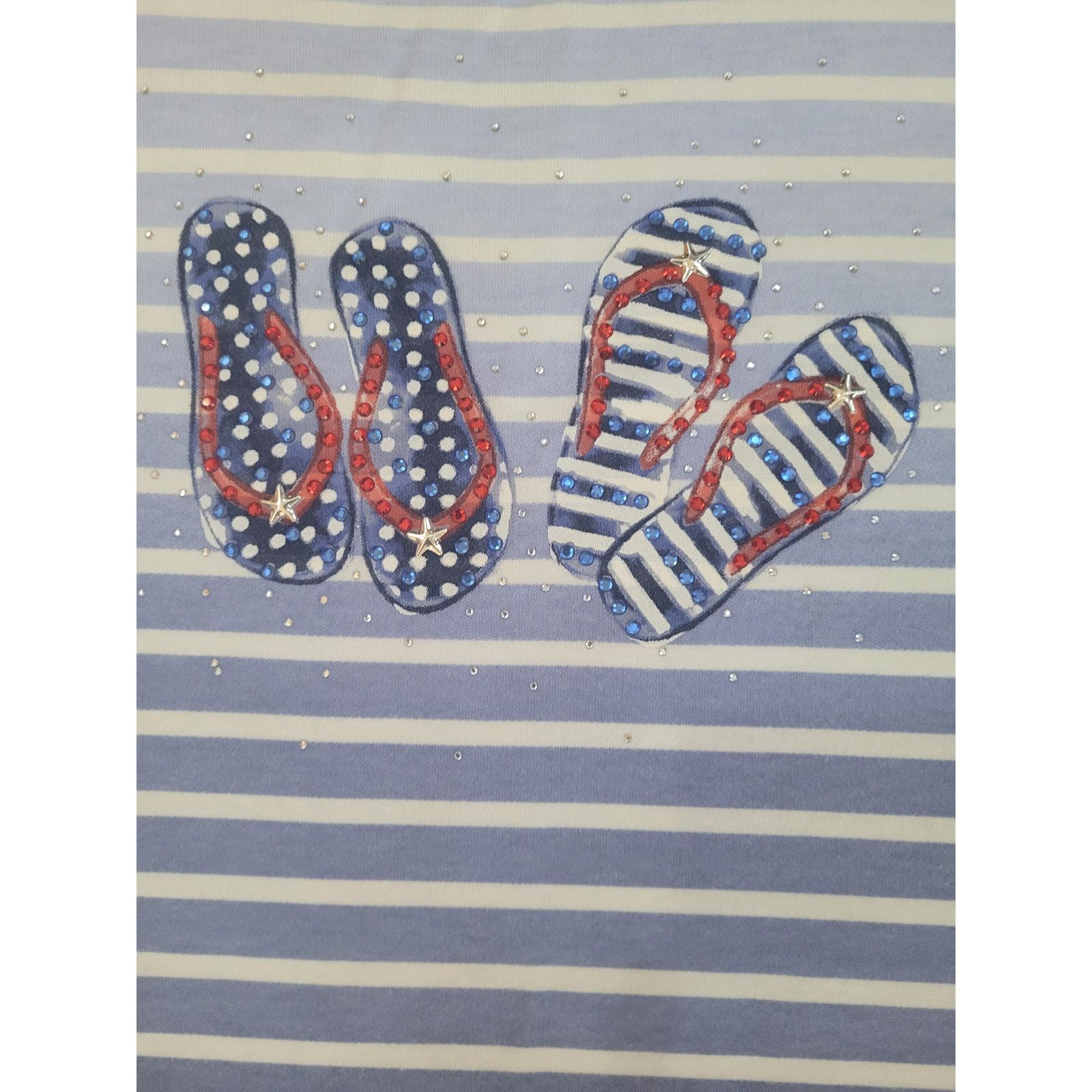 Other Karen Scott Blu/Wht Striped Shirt Flip Flop Design NWOT 2X Size XXL / US 16-18 / IT 52-54 - 3 Thumbnail