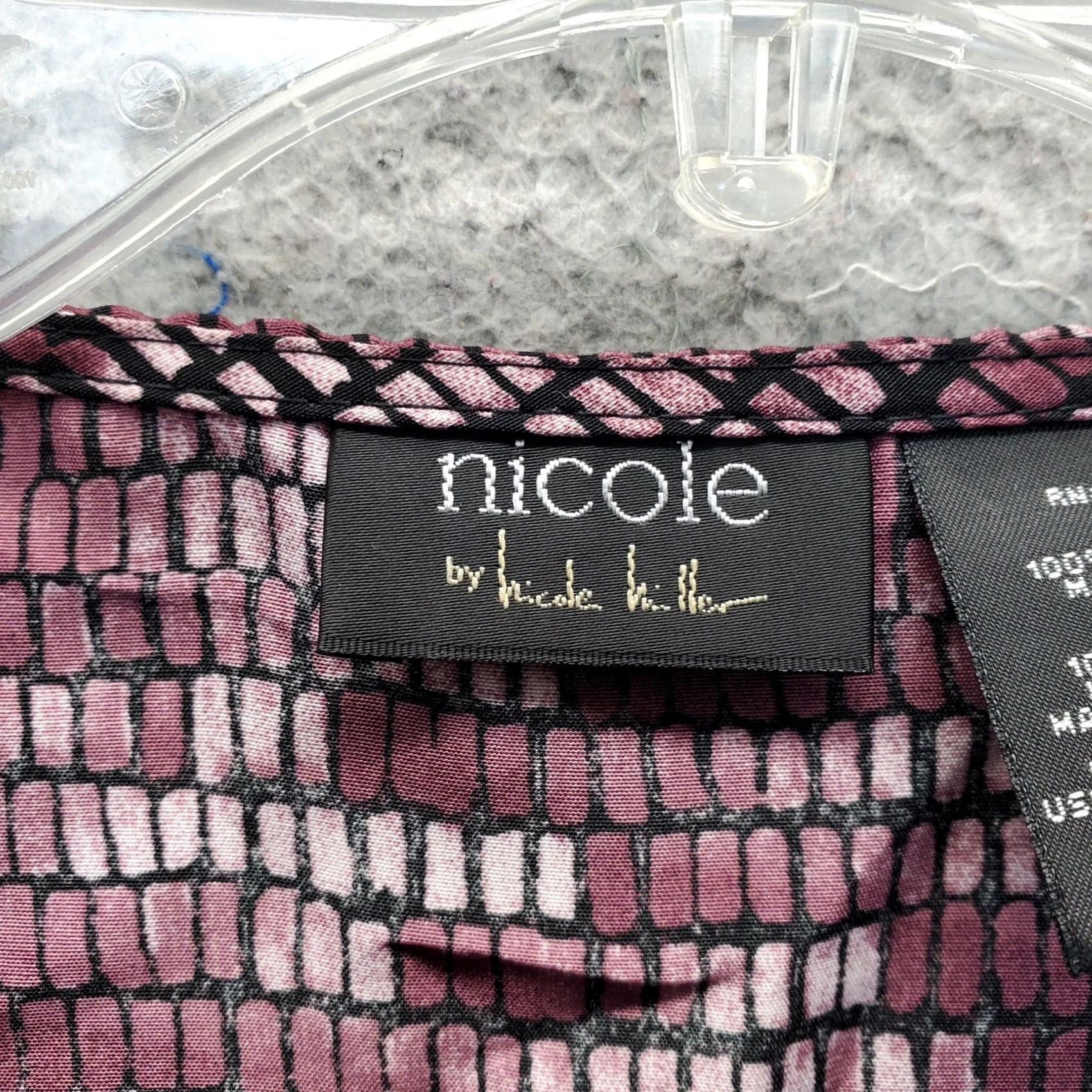 Nicole Miller Nicole Miller Blouse Womens 14 Multicolor Geometric Cap Sleeve V Neck Bow Top Size XL / US 12-14 / IT 48-50 - 5 Thumbnail