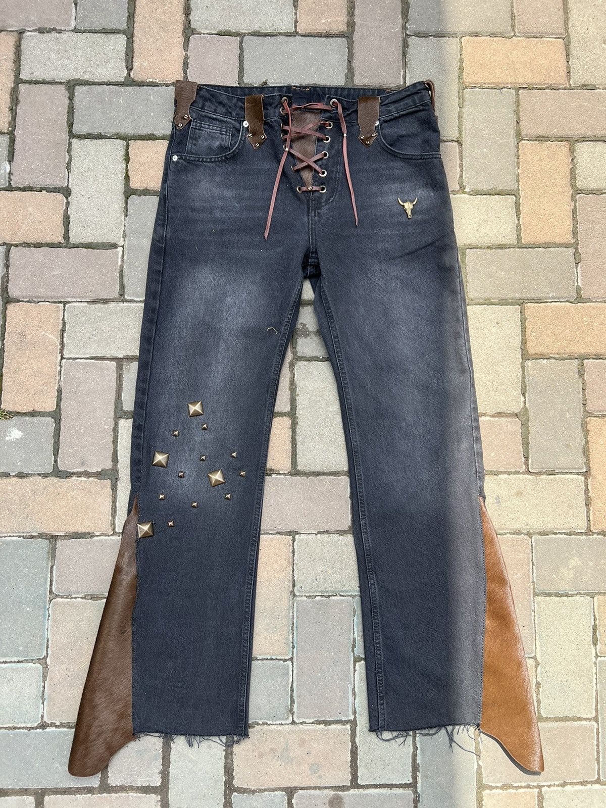 Tornado Mart Leather Flares | Grailed