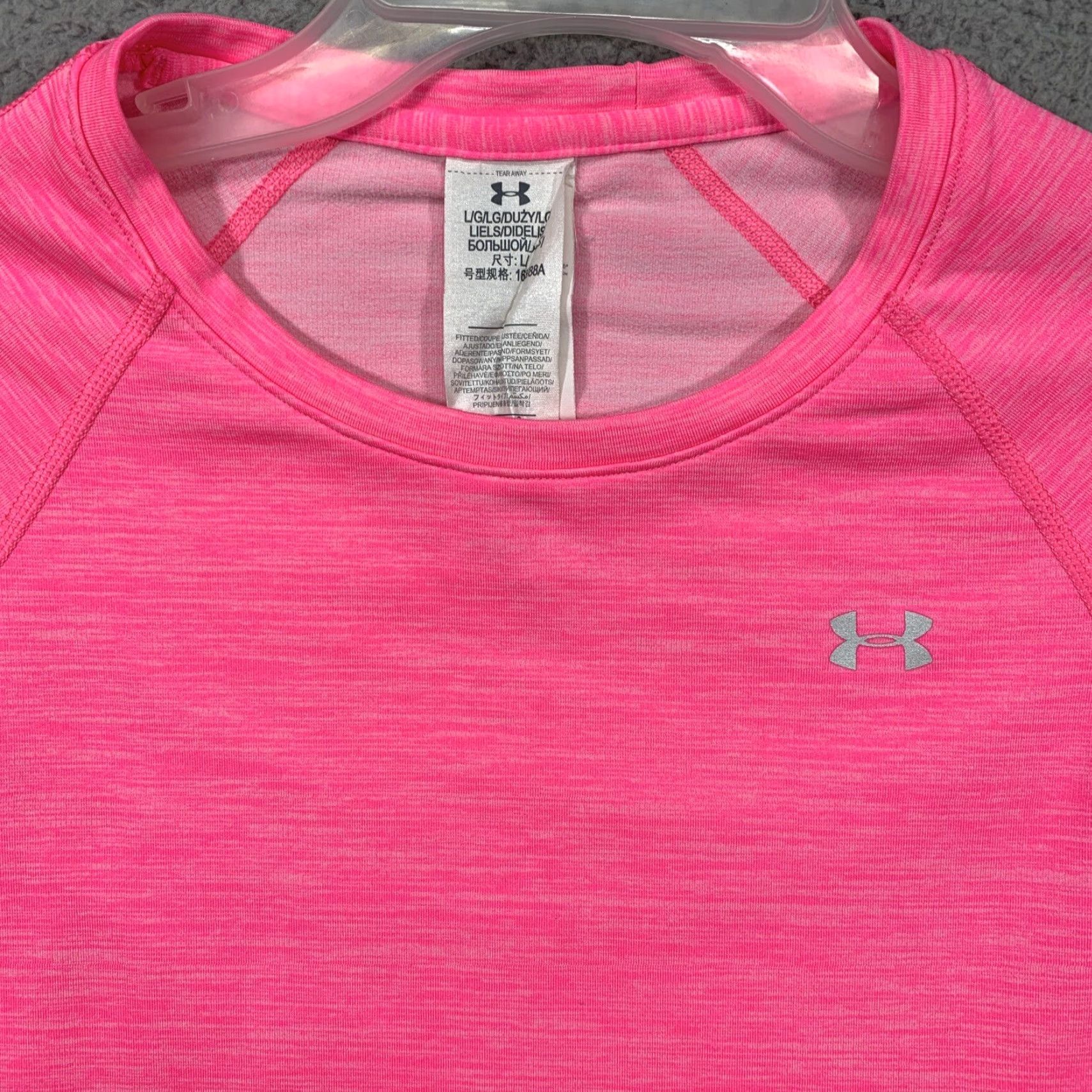 Under Armour Under Armour Women's M HeatGear Athletic Top Crew Neck Long Sleeve Thumb Holes Heather Pink, Regular Fit, Pullover, Logo, Running & Walking, Pre-Owned Size M / US 6-8 / IT 42-44 - 2 Thumbnail