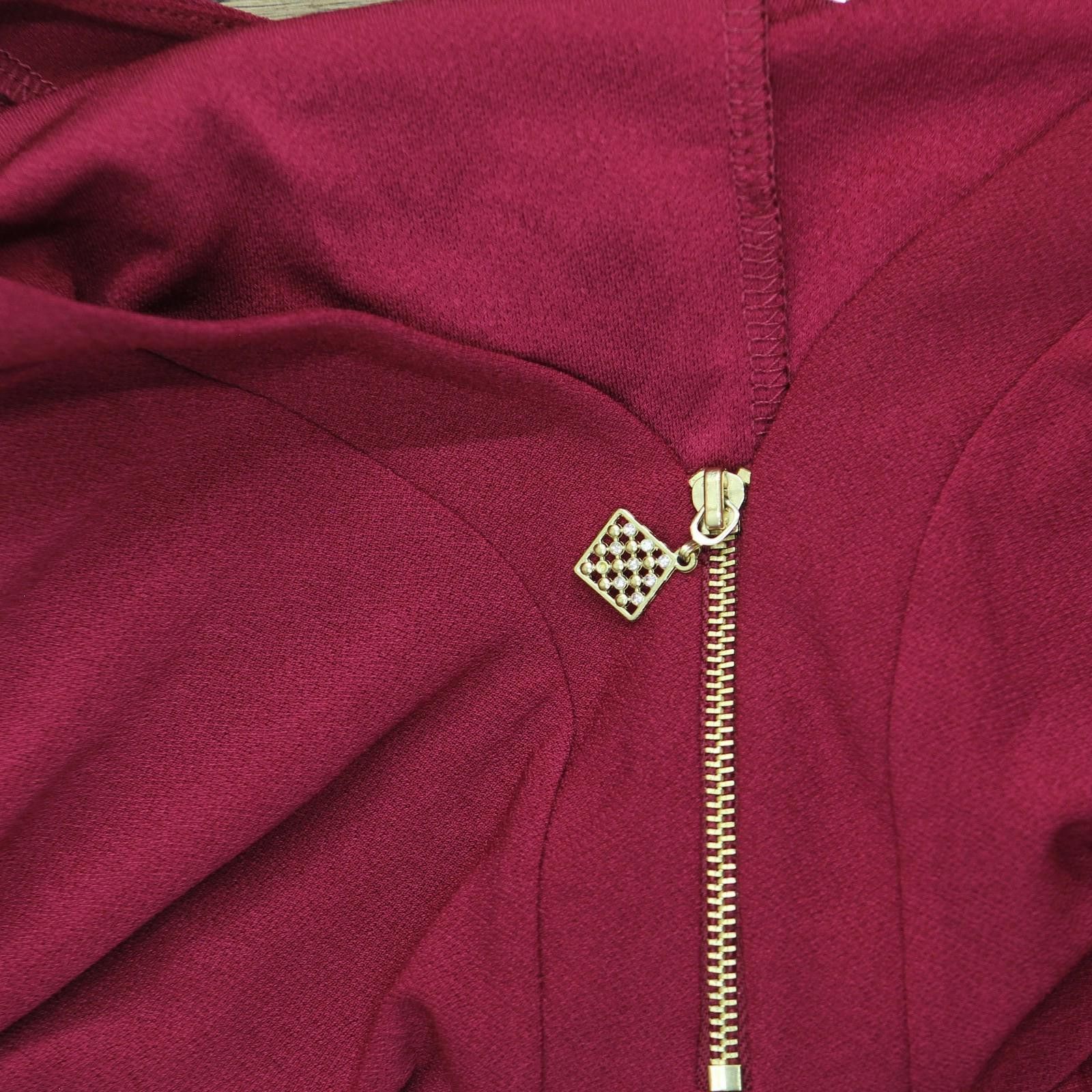 Other New Ny Collection Knit Zipper V-neck Tee Burgundy Red 1x Size XL / US 12-14 / IT 48-50 - 4 Thumbnail