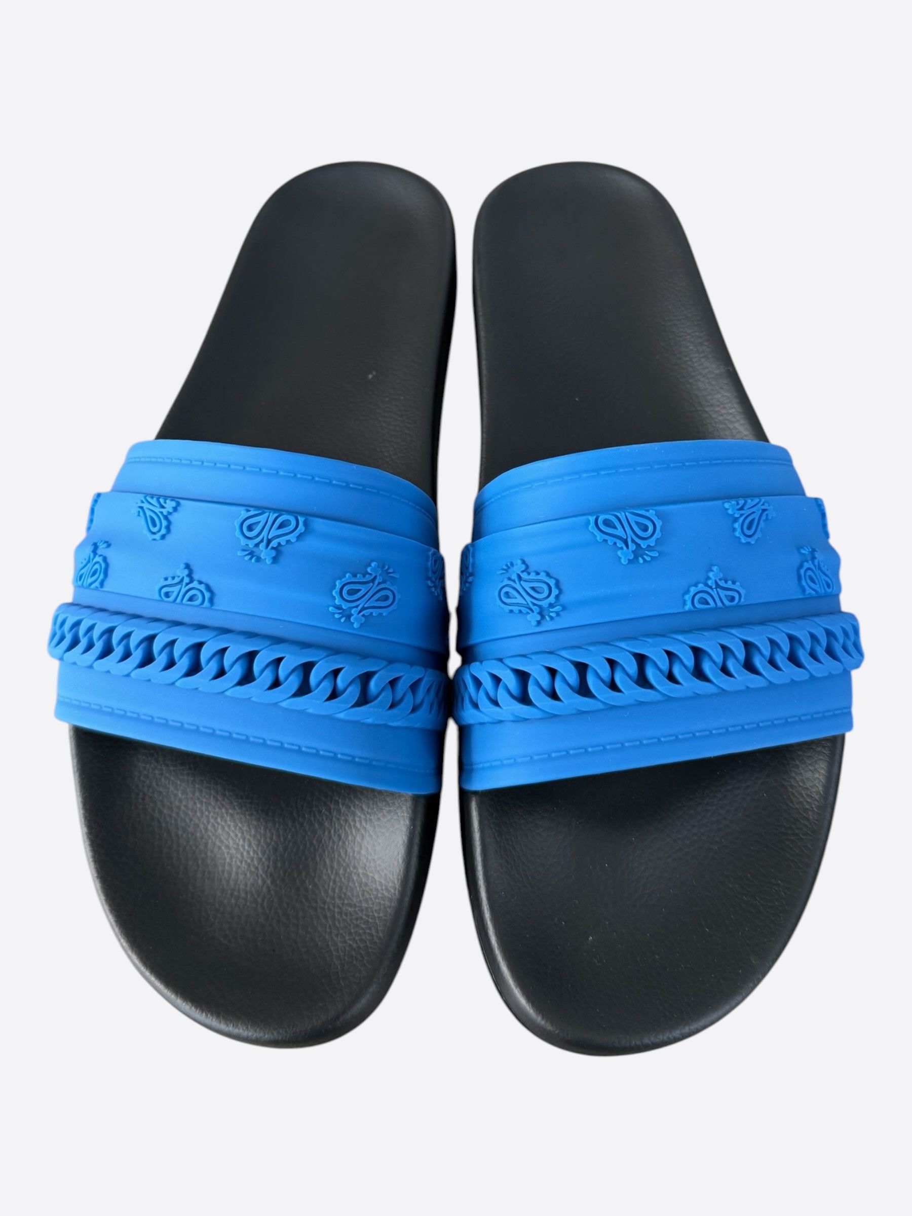 Amiri Amiri Blue & Black Bandana Chain Slides Size US 14 / EU 47 - 1 Thumbnail