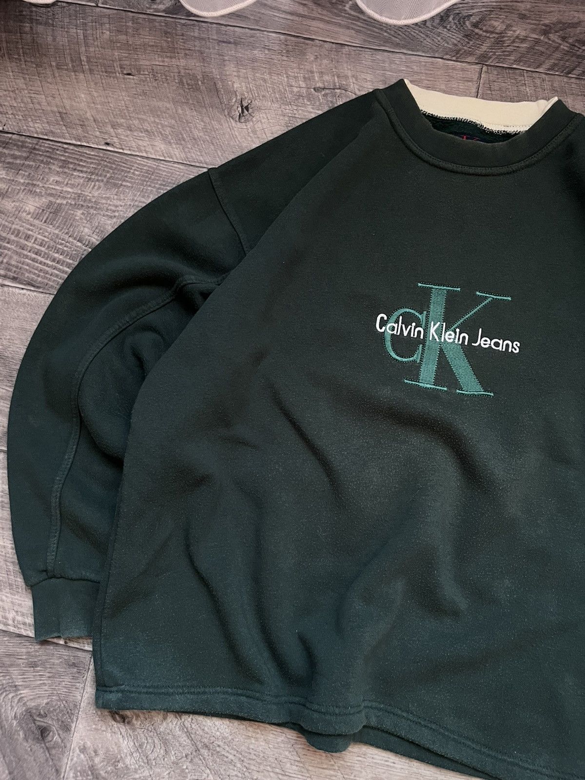 Calvin Klein Calvin Klein Vintage Big Logo Embroidered Sweatshirt Green Size US L / EU 52-54 / 3 - 3 Thumbnail