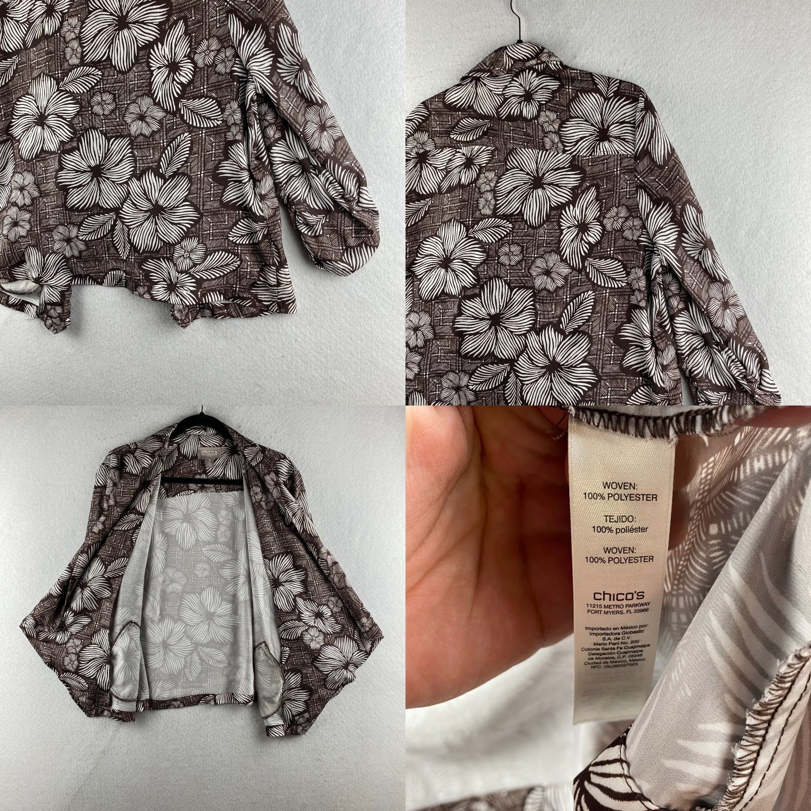Vintage Chicos Cardigan Open Front Womens Brown Hawaiian Floral Pattern Shirt Theme 3 Size Womens Size XS / US 0-2 / IT 36-38 - 11 Thumbnail