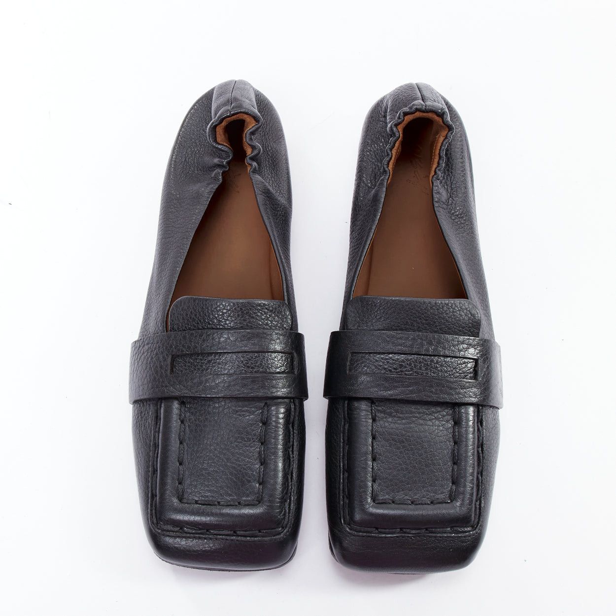 Marsell MARSELL Spatolona black square toe elastic back flat loafers EU38 Size US 8 / IT 38 - 1 Thumbnail