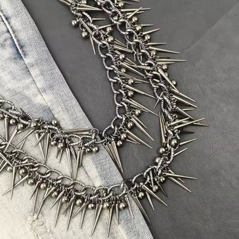 Jewelry Exaggerate Heavy Punk Double-layer Rivet Waist chain Size ONE SIZE - 3 Thumbnail