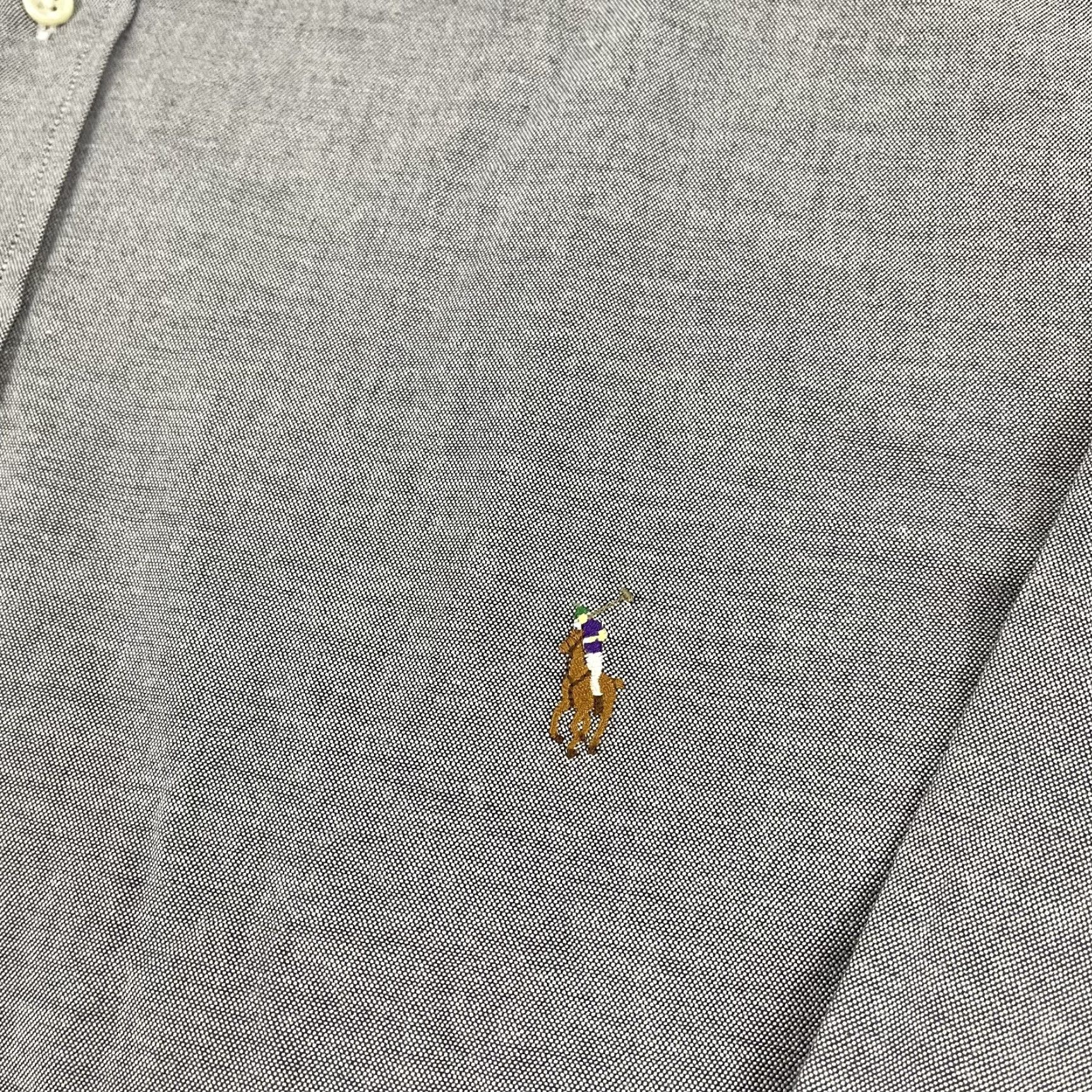 VINTAGE Ralph Lauren Shirt Mens 4XLT Tall Long Sleeve Button-Down Collared Cotton Gray Casual