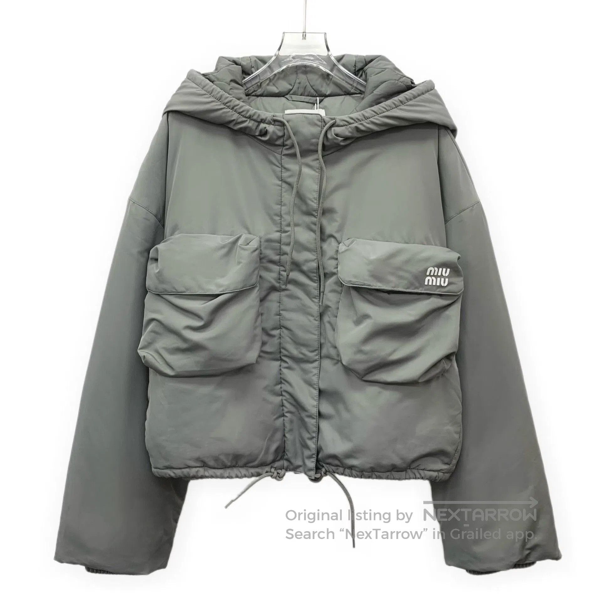 Miu Miu Miu Miu 2023 Gray Logo Hooded Jacket. Size M / US 6-8 / IT 42-44 - 1 Thumbnail