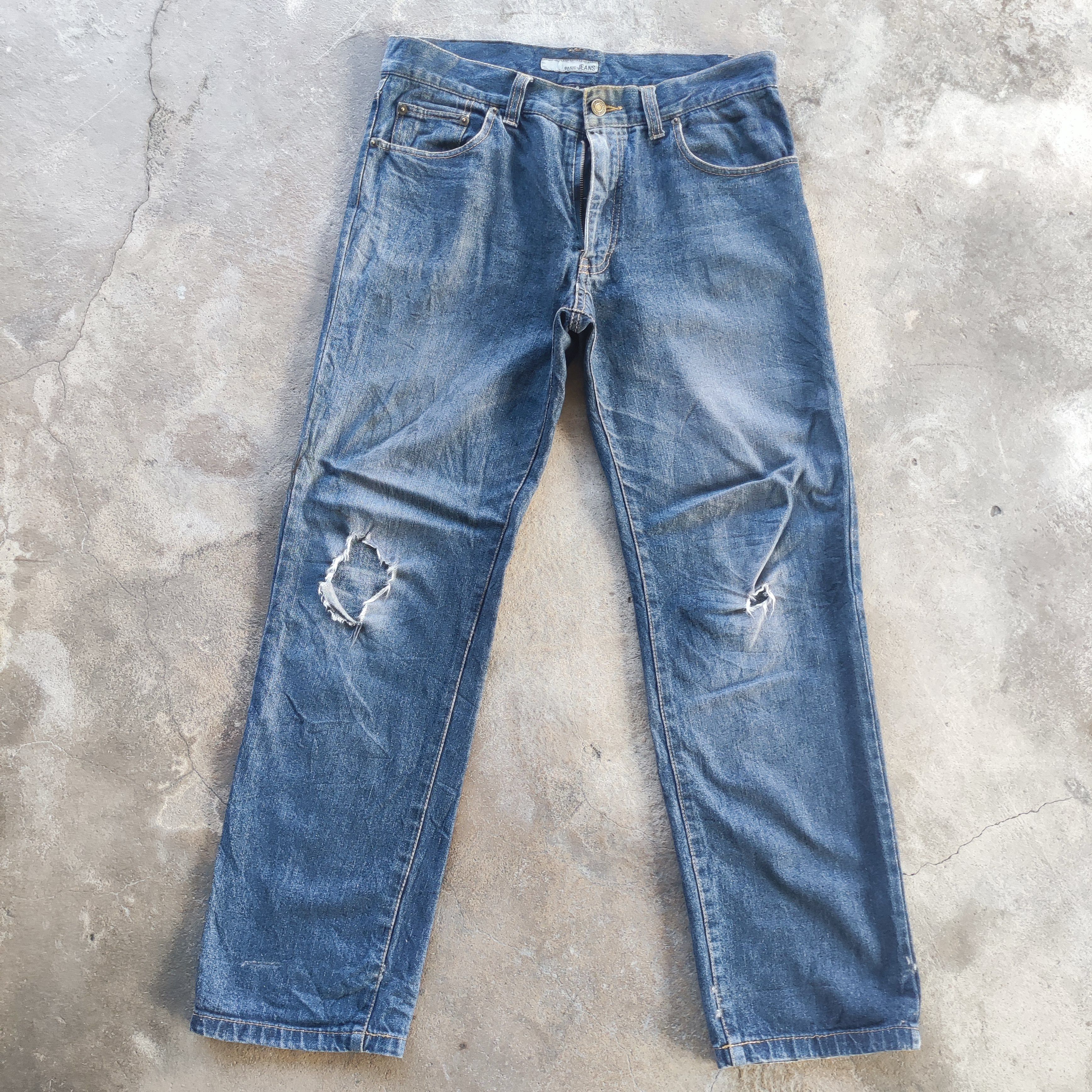 Japanese Brand Vintage Basic Jeans Brand Distressed Faded Pants Size US 33 - 1 Thumbnail