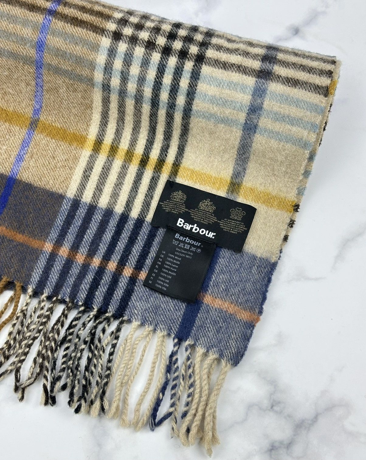 Barbour Barbour 100% Wool Scarf Tartan Check Size ONE SIZE - 3 Thumbnail
