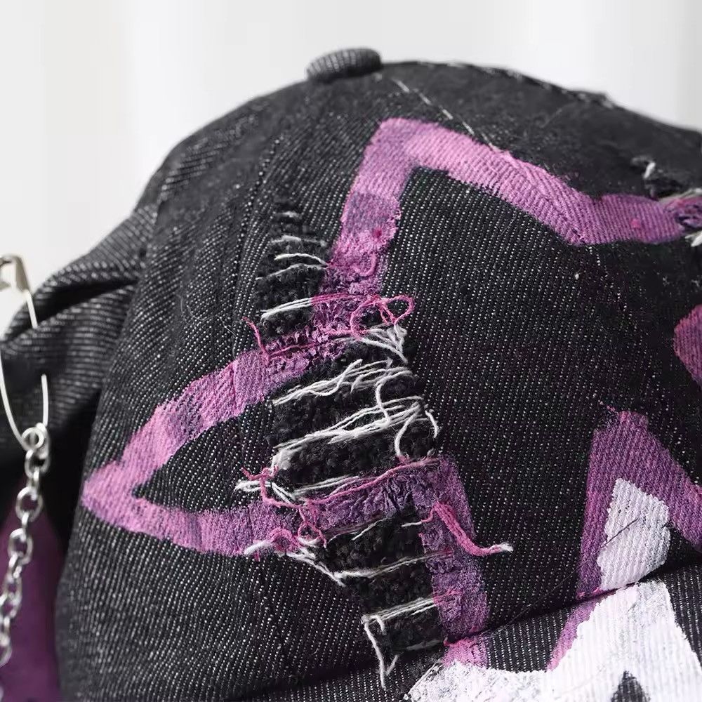 Japanese Brand Avant garde rabbit ear distressed raw denim cap Size ONE SIZE - 6 Thumbnail