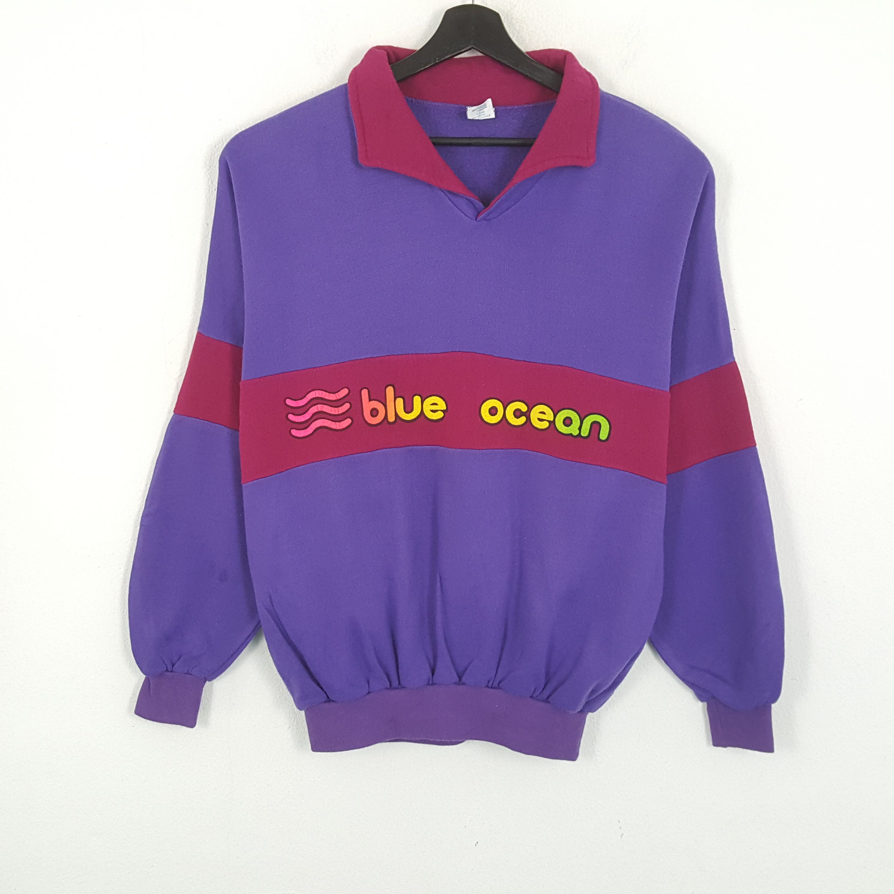 Vintage BLUE OCEAN Collar Style Sweatshirt Size US L / EU 52-54 / 3 - 1 Thumbnail