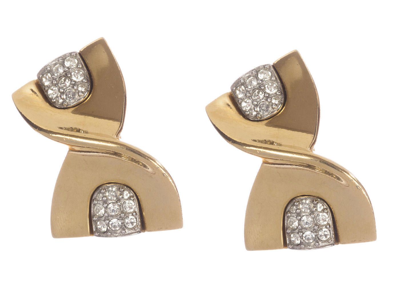 Givenchy Givenchy Abstract Ribbon Rhinestone Earrings Size ONE SIZE - 1 Thumbnail