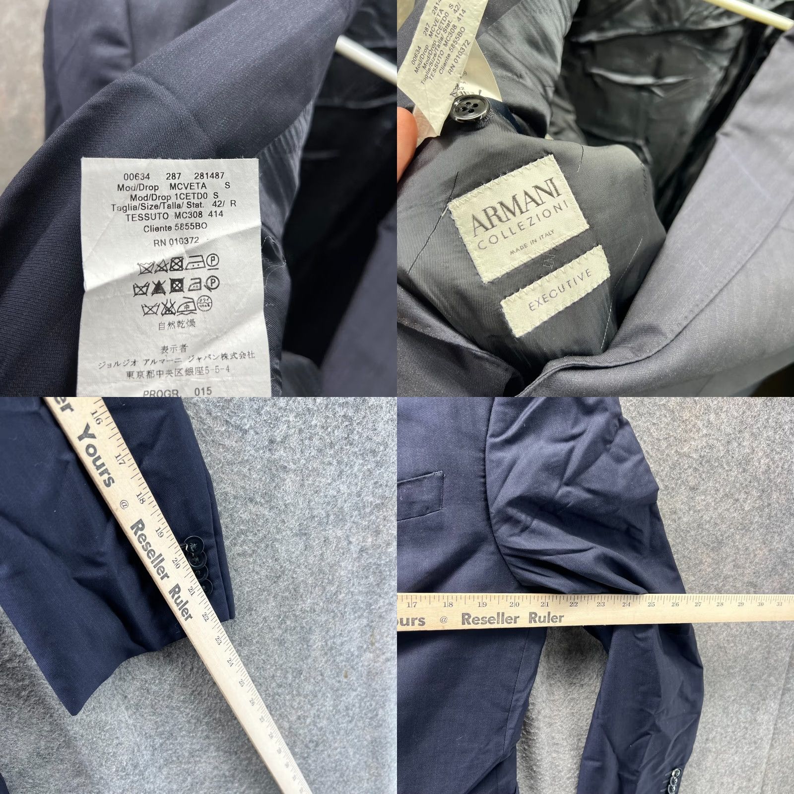Armani Armani Collezioni Blazer Mens 42R Blue Wool Sport Coat Jacket Jacket/Coat Regular Single-Breasted Two-Button Italy Suit/Casual/Tuxedo Style Mens Size 42R - 8 Thumbnail