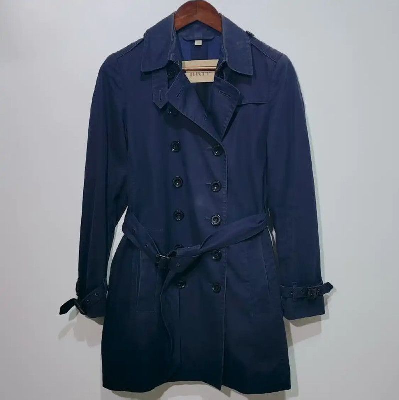Burberry Burberry Women's Navy Cotton Trench Coat Size L / US 10 / IT 46 - 1 Thumbnail