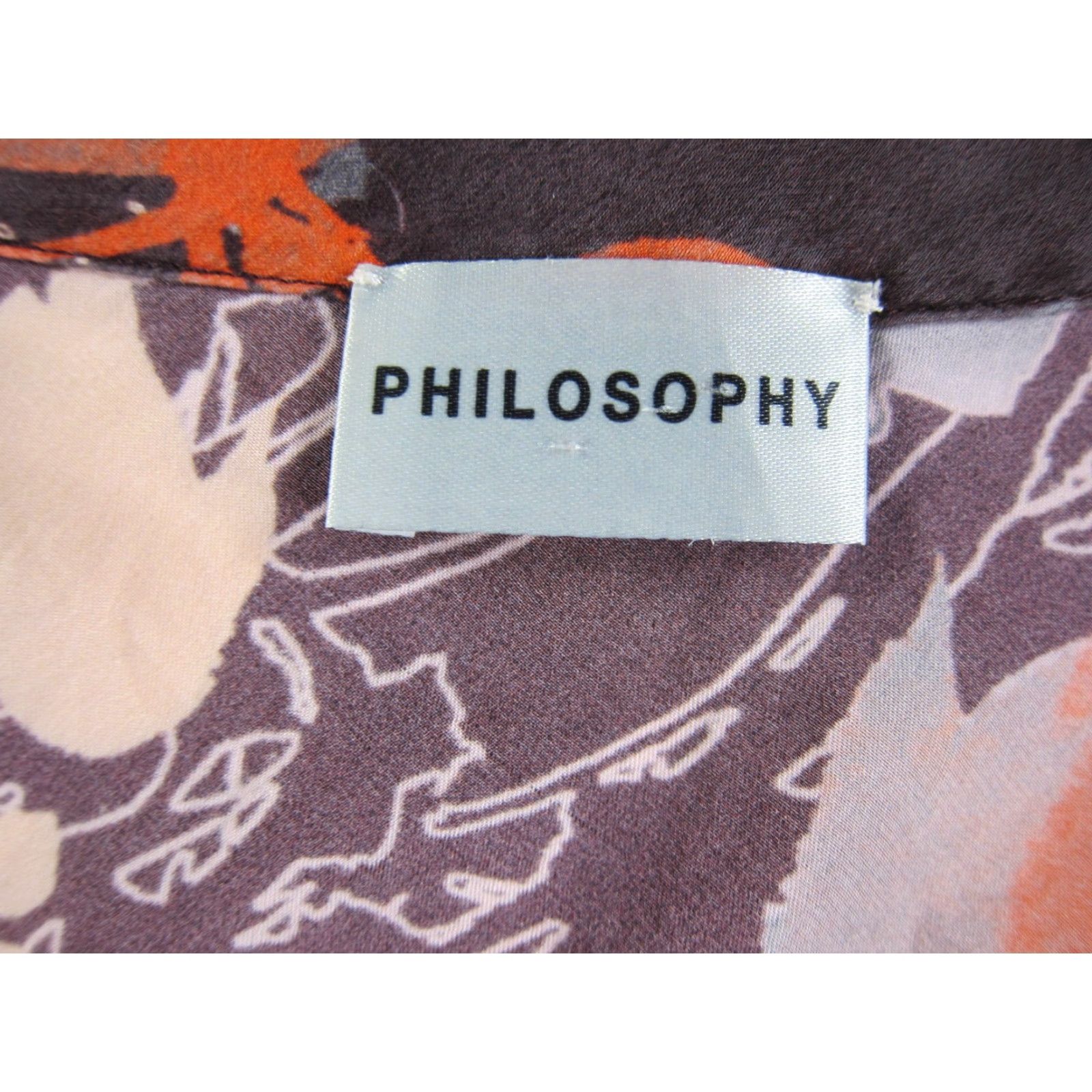 Vintage Philosophy Blouse Shirt 6 Purple 100% Silk Floral Long Sleeve Tunic Women Size M / US 6-8 / IT 42-44 - 3 Thumbnail