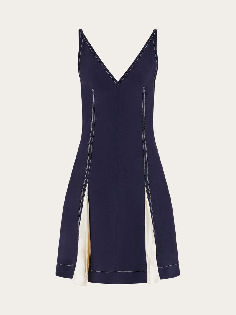 Salvatore Ferragamo o1s1rm0126 Inlays Short Slip Dress in Blue/White Size M / US 6-8 / IT 42-44 - 1 Thumbnail
