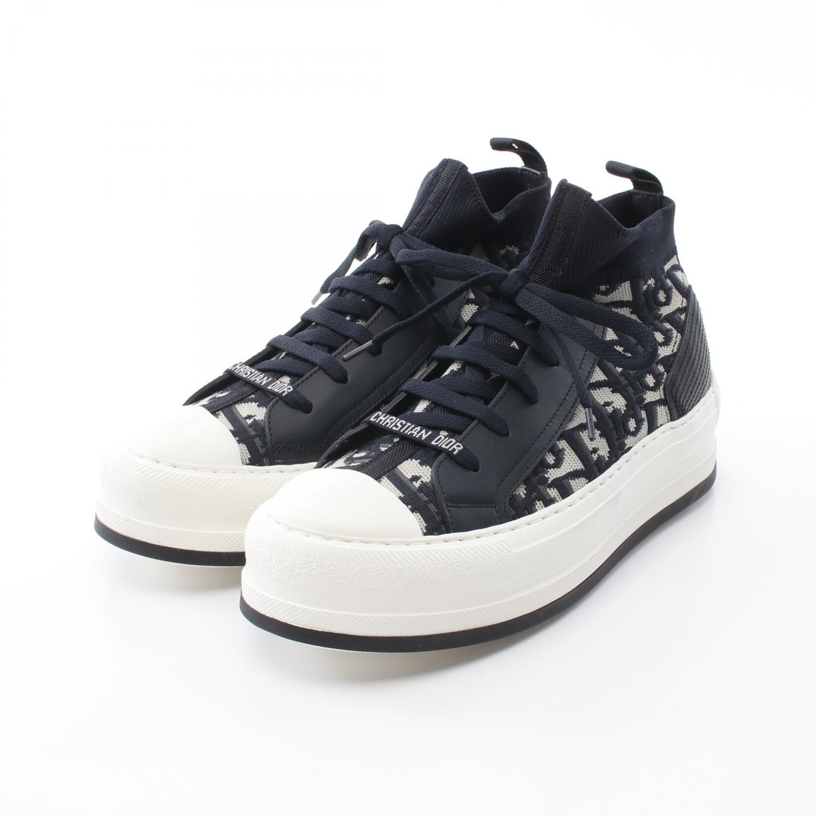 Dior Dior Walk'n'Dior Oblique Leather Fabric Sneakers Leather Shoes Kck393Tok_56B in Blue, Women's