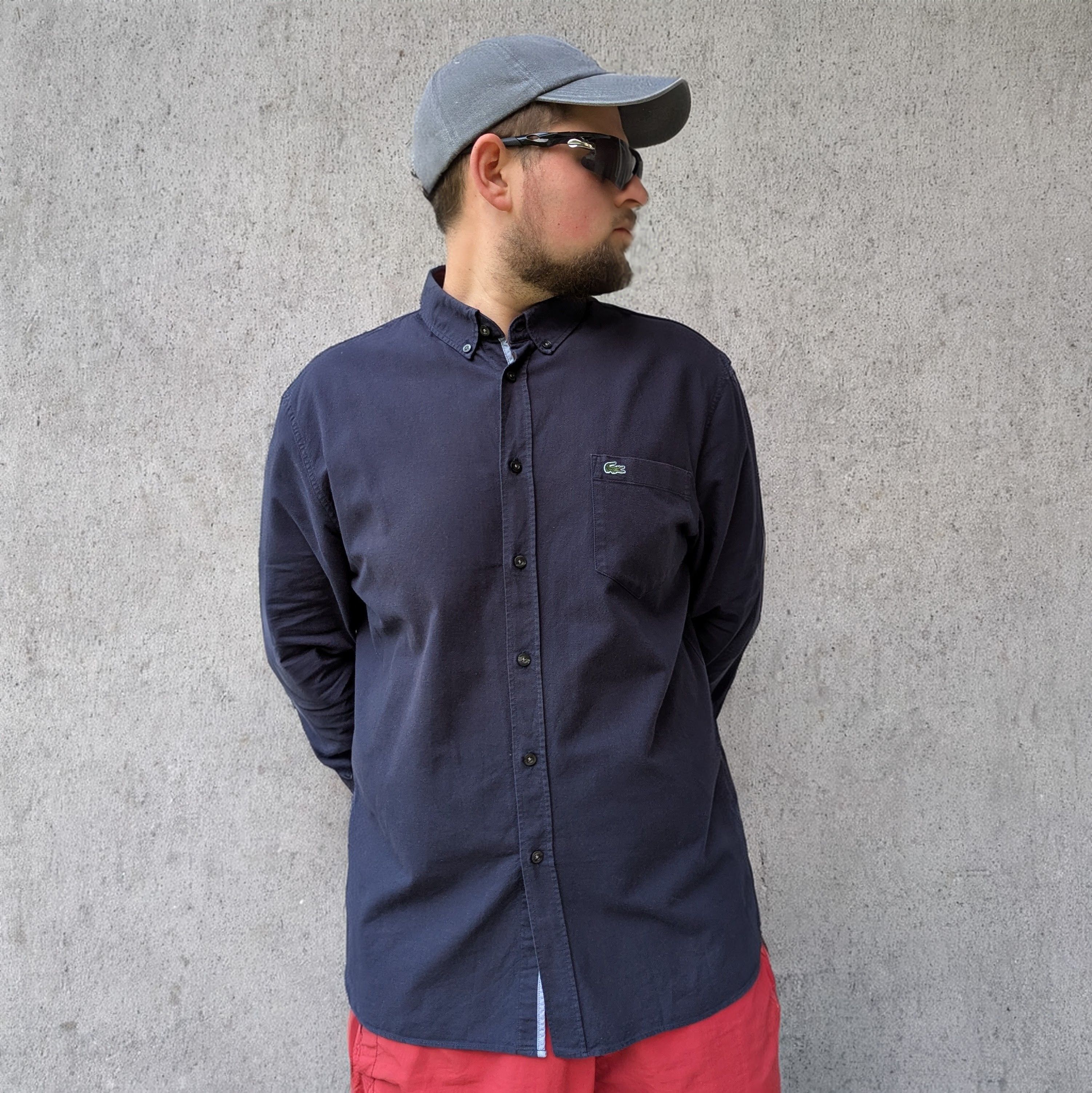 Lacoste LACOSTE Men's Loose Dark Blue Button Down Shirt Size US XL / EU 56 / 4 - 2 Thumbnail