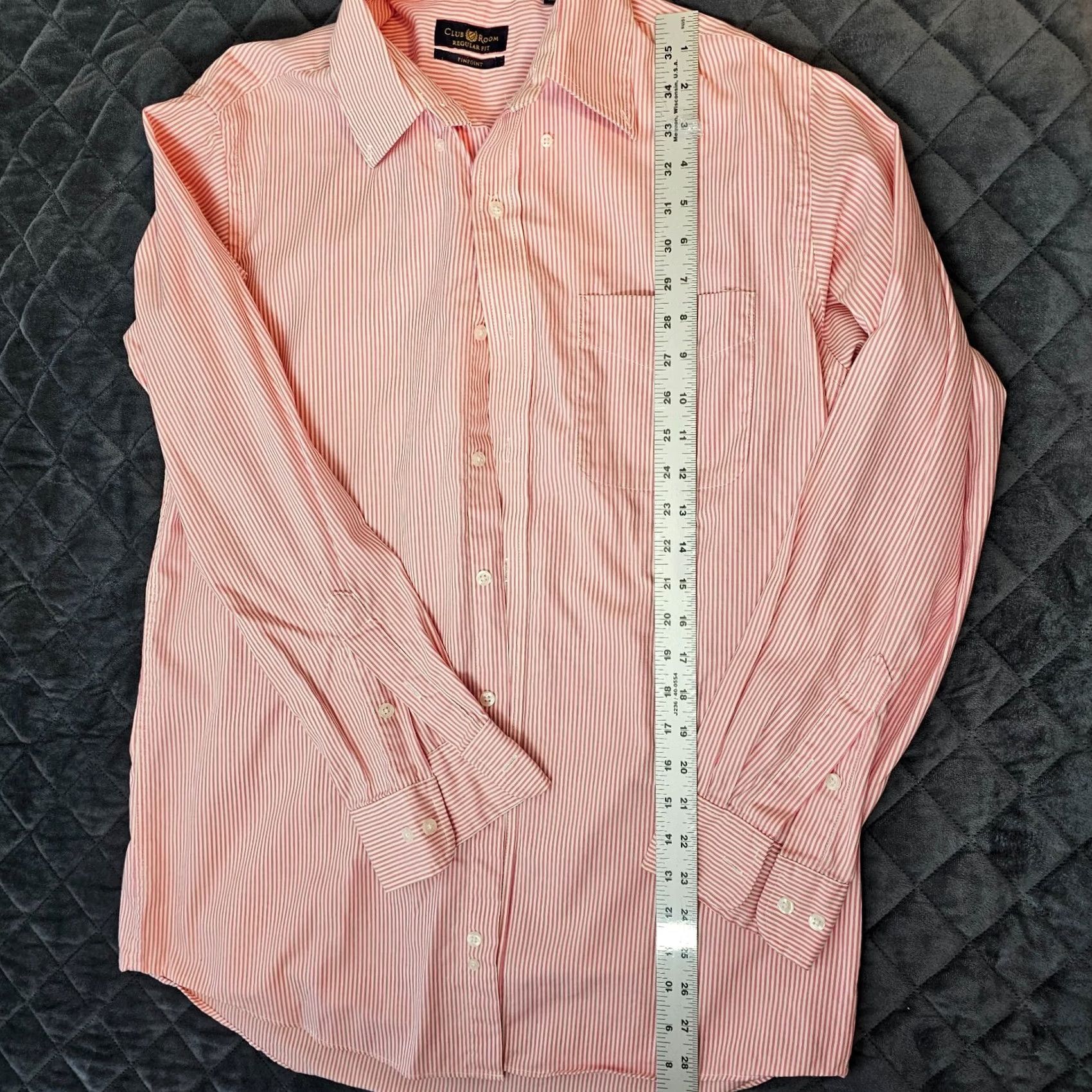 Club Room Club Room Mens Pink Stripe Cotton Long Sleeve Dress Shirt Size 15 32/33 Pinpoint Size 40R - 5 Thumbnail