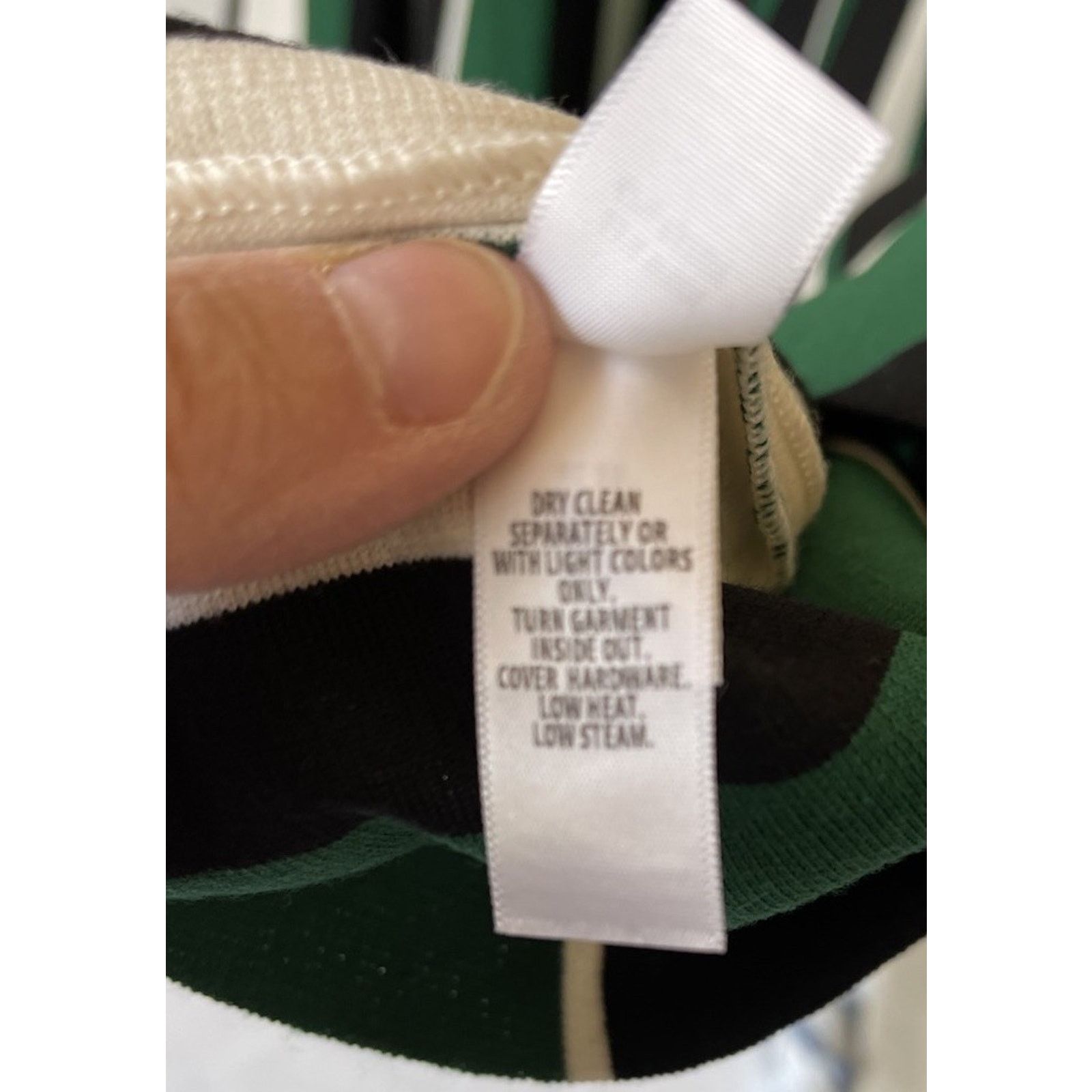 St. John ST. JOHN Black Label Green White Stripe Dress 10 Wool Blend Size L / US 10 / IT 46 - 5 Thumbnail
