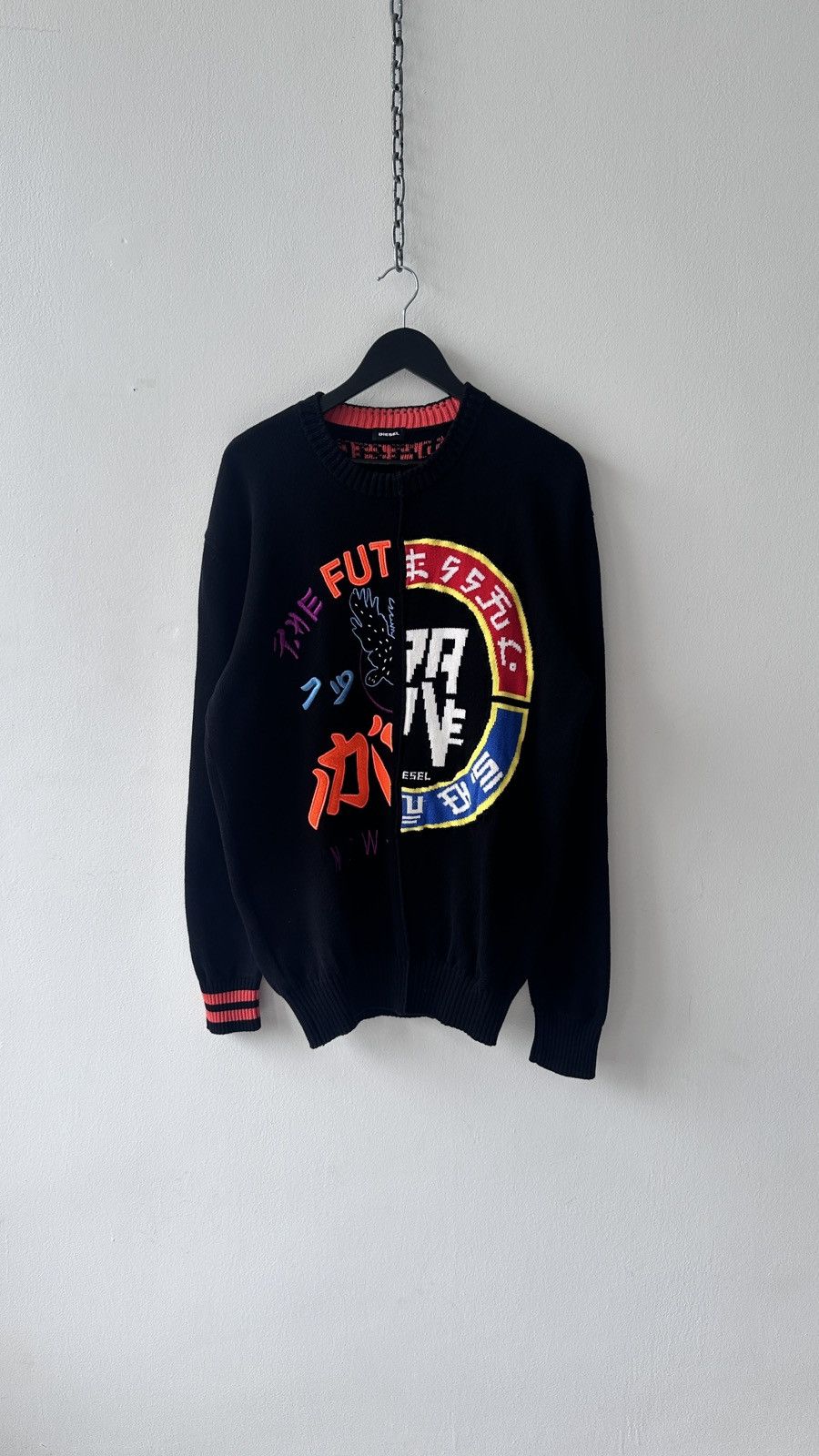 Diesel Diesel Cyber Knit Sweater Brave New World Japanese Graphics Size US XL / EU 56 / 4 - 2 Thumbnail