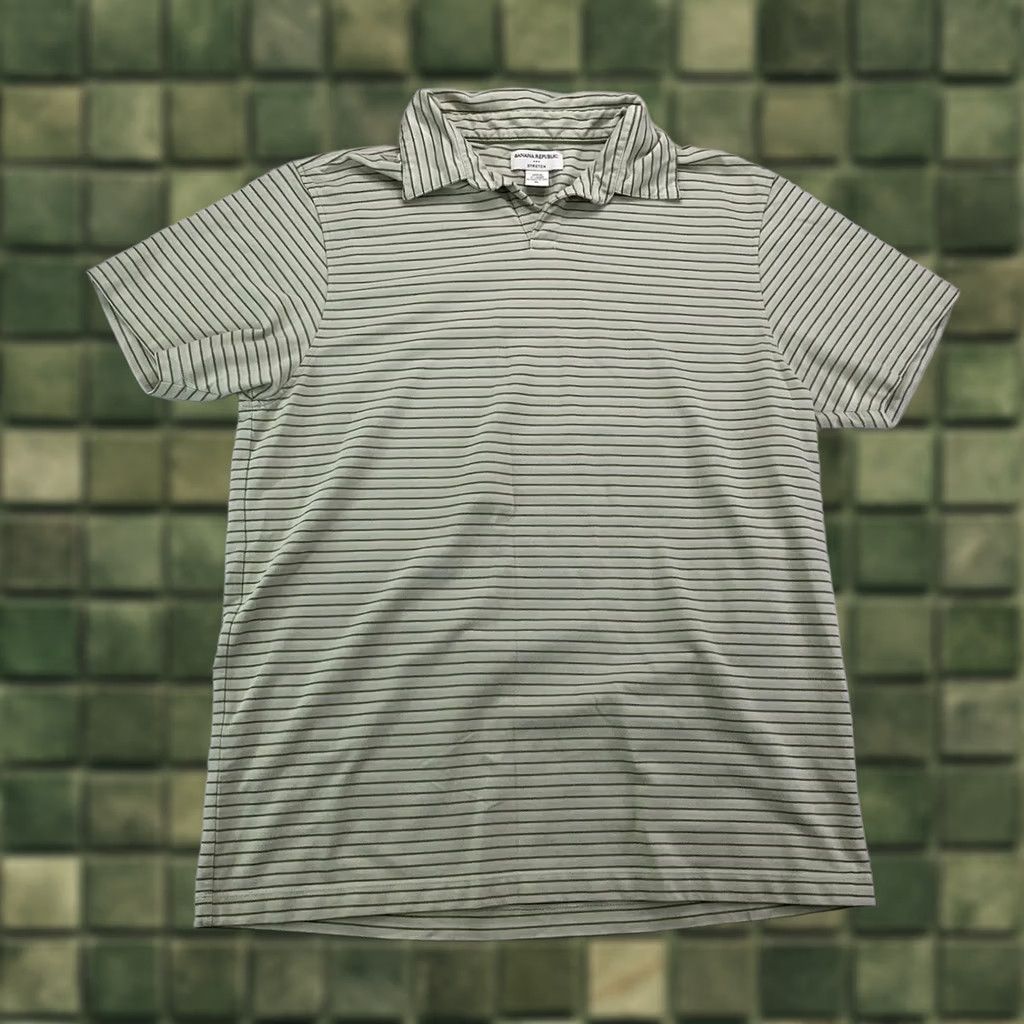 Banana Republic Banana Republic Polo Shirt Mens XL Green Stripe Stretch Wool Cotton Blend Casual Shirt Rugby Style Polo Mens XL Green Stripe Polo Shirt Size US XL / EU 56 / 4 - 1 Thumbnail