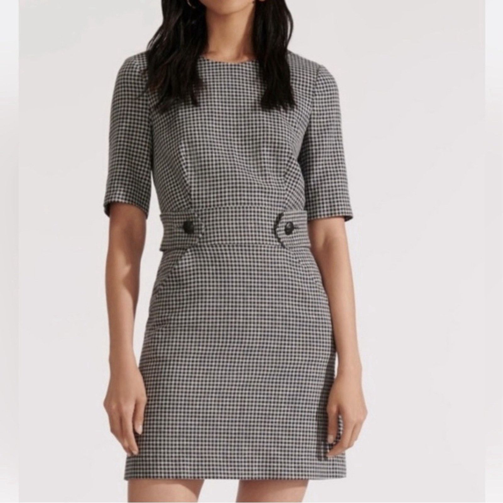 Veronica Beard Teddi Sheath Dress Black & White Check