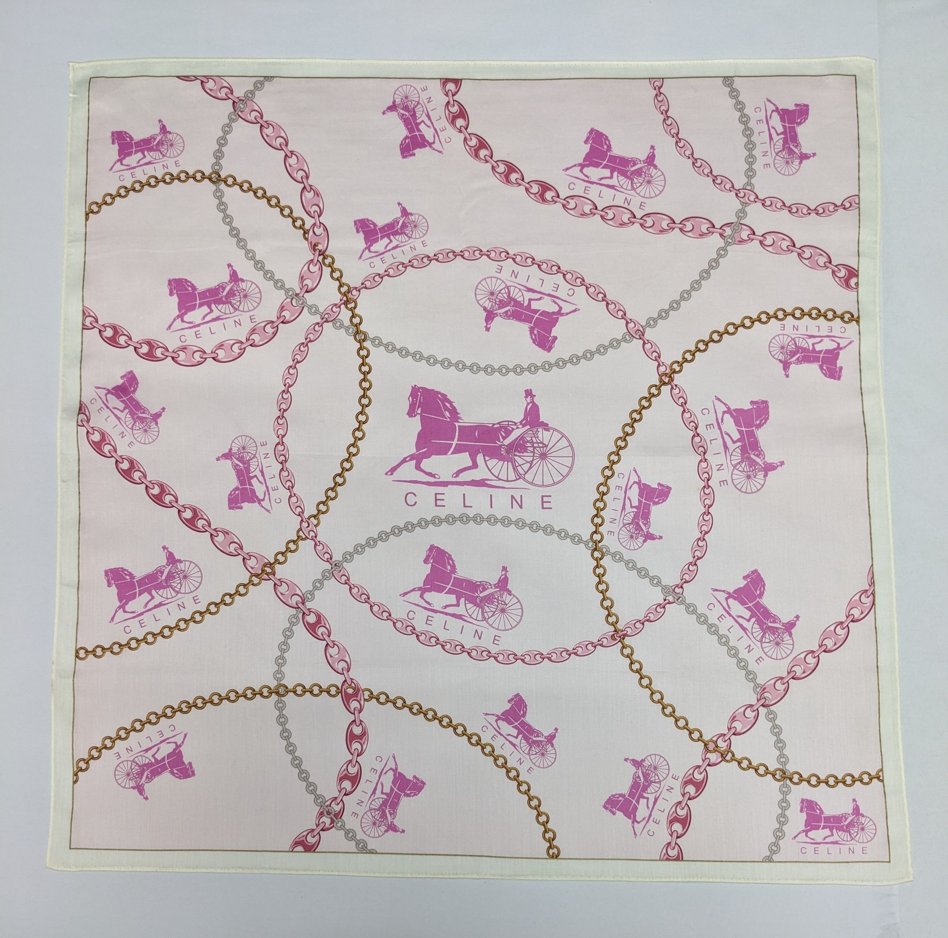 Celine CELINE Paris Handkerchief Pink Horse Carriage Sulky Chain Size ONE SIZE - 4 Thumbnail