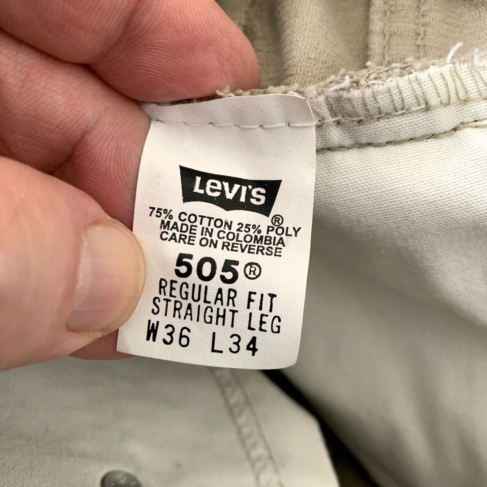 Levi's VINTAGE Levi’s 505 Pants Mens 36x29.5 Tan Regular Straight Leg 5-Pocket Corduroy Size US 36 / EU 52 - 2 Thumbnail
