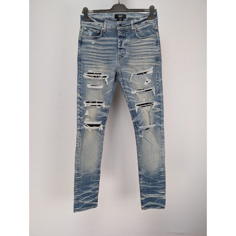 Amiri o1rshd1 Sequin Thrasher Jeans in Vintage Indigo Size US 33 - 1 Thumbnail