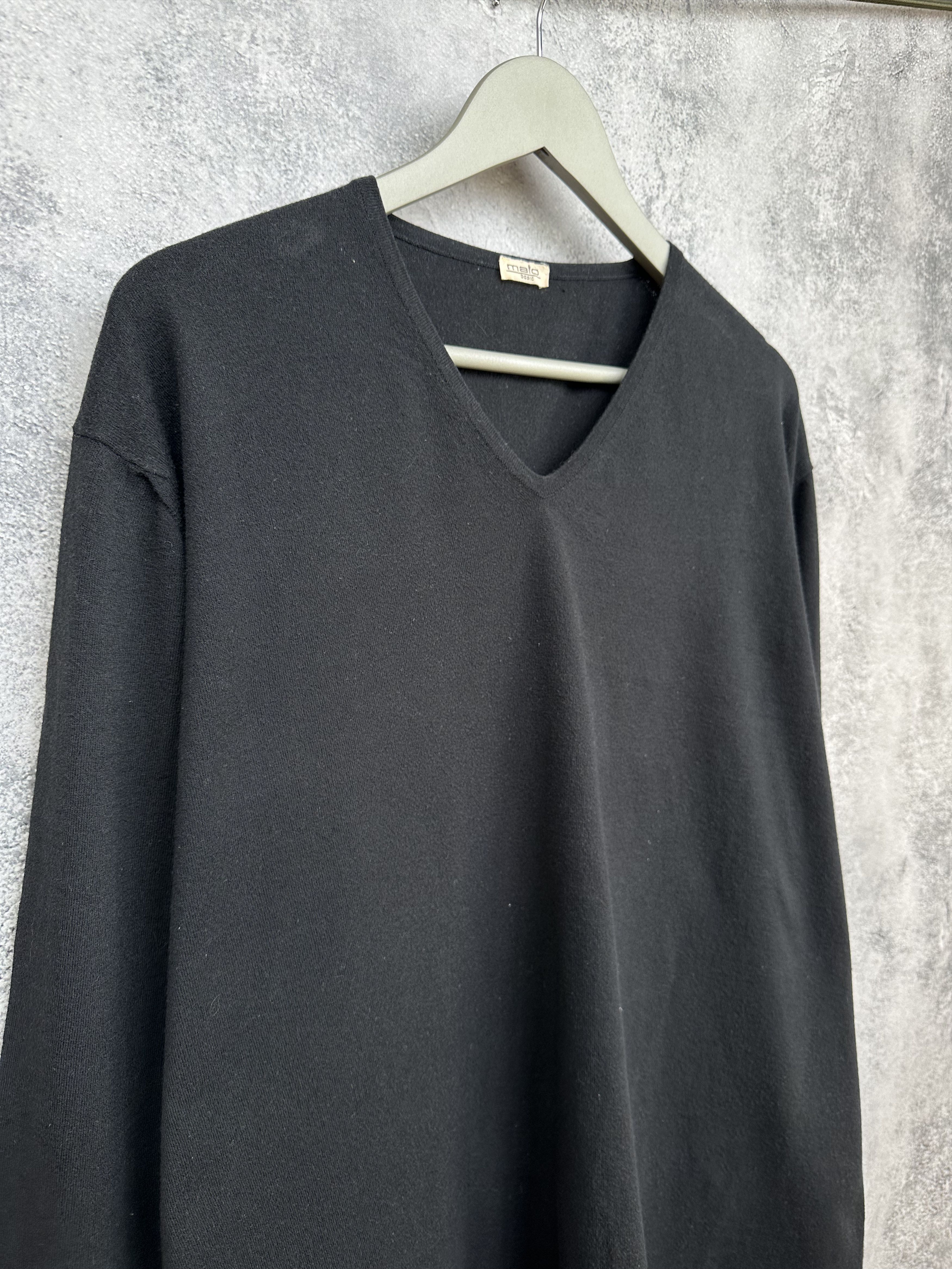 Malo Malo Sweater V-Neck Black Jumper Cotton Blend LS Pullover Size US XXL / EU 58 / 5 - 3 Thumbnail
