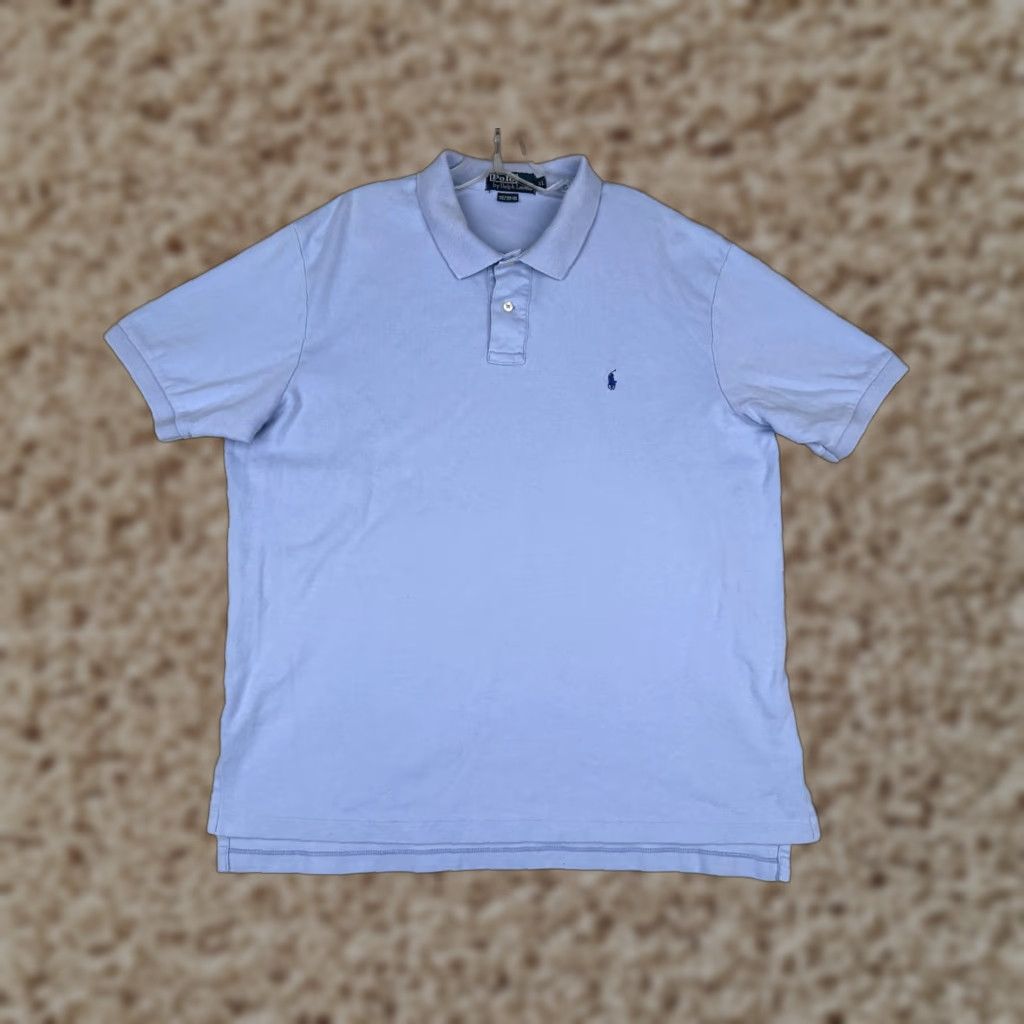Ralph Lauren VINTAGE Ralph Lauren Polo Shirt Adult XL Blue 100% Cotton Short Sleeve Men's Polo Shirt, Regular Fit, Button Embroidered Logo, 44 Chest, 28 in Size US XL / EU 56 / 4 - 1 Thumbnail