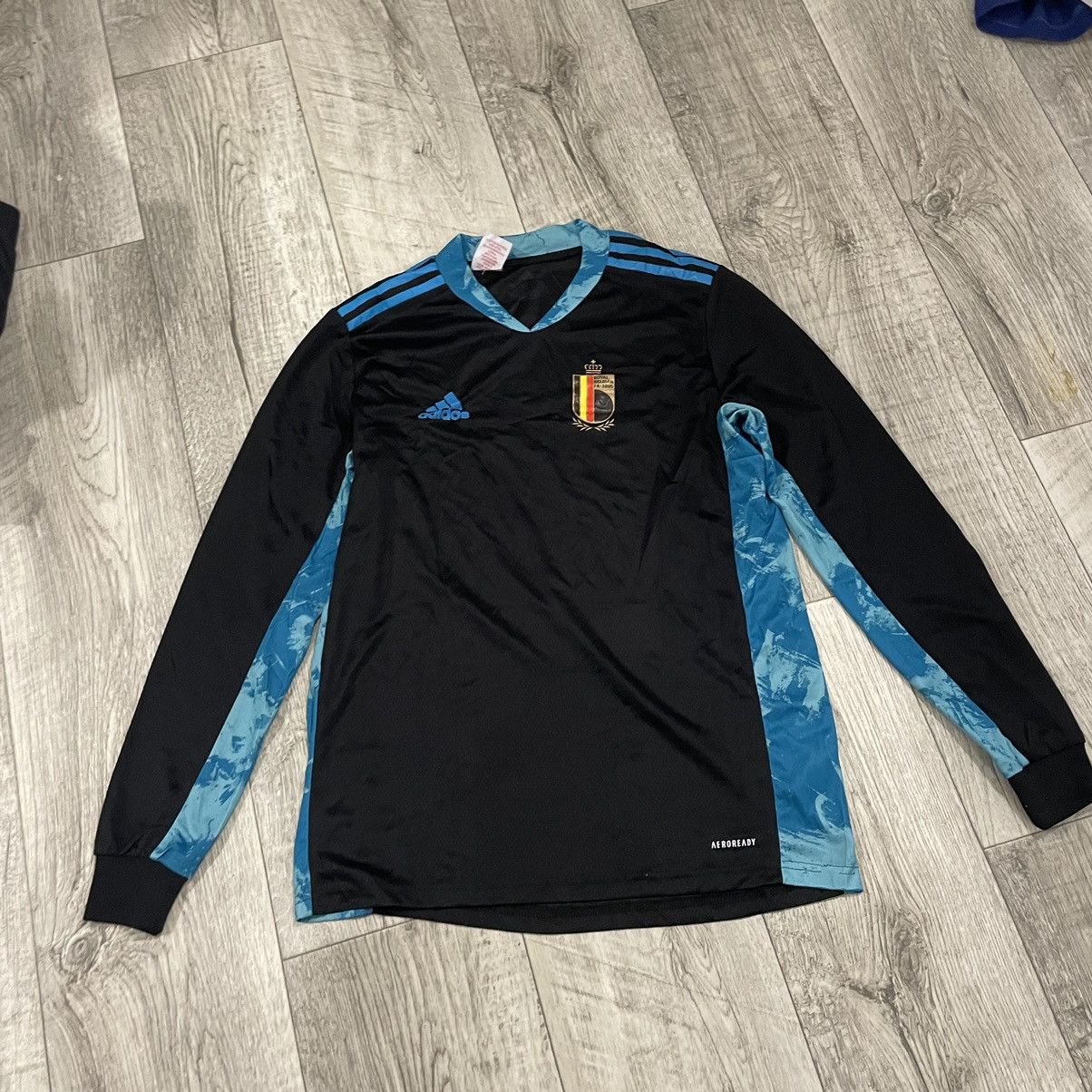 Adidas Vintage royal Belgian Jersey goalkeeper belgia tee shirt Size US S / EU 44-46 / 1 - 1 Thumbnail