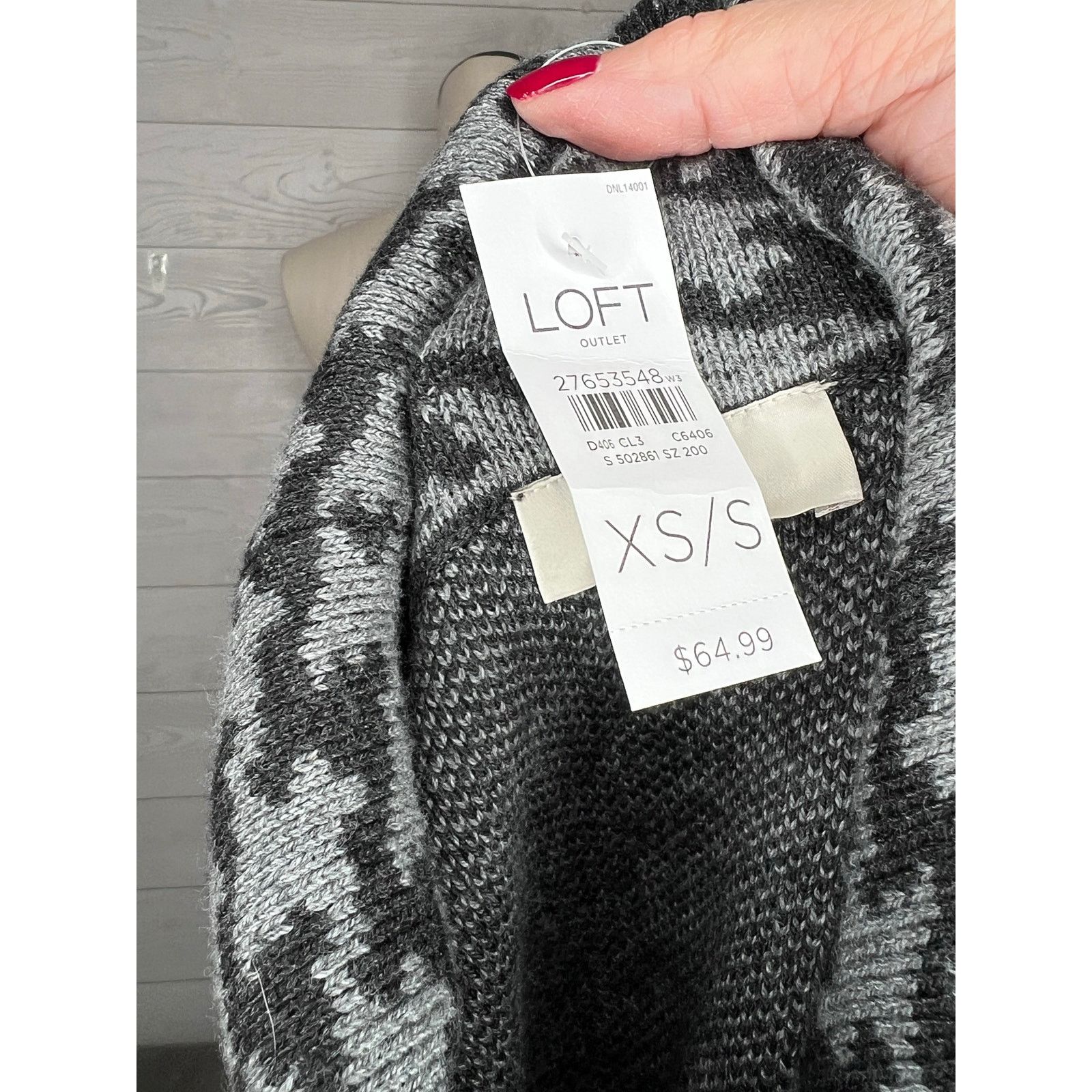 Loft Loft Outlet black/gray houndstooth knit poncho Size XS/S Size XS / US 0-2 / IT 36-38 - 7 Thumbnail