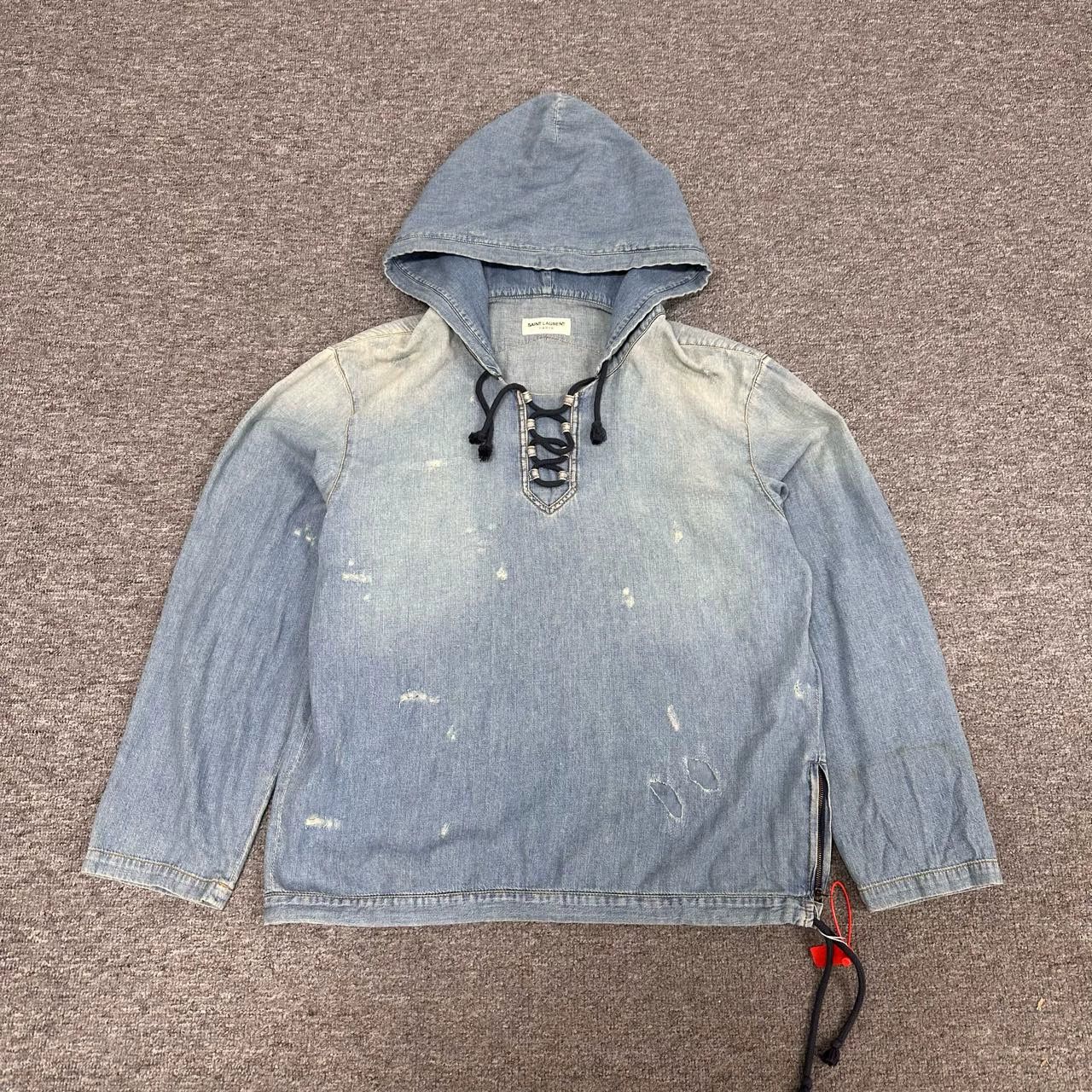 Saint Laurent Paris Saint Laurent Paris Wash and make old denim hoodies Size US M / EU 48-50 / 2 - 1 Thumbnail