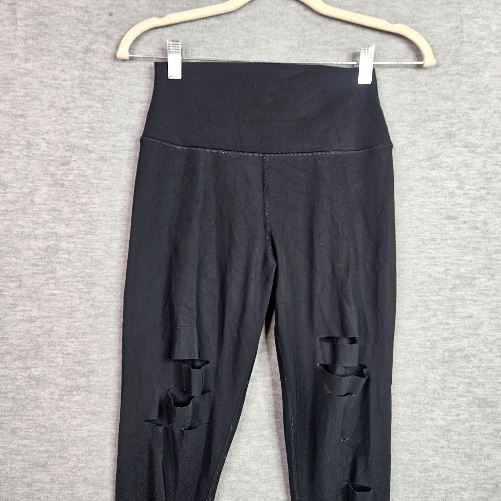 Alo ALO Yoga Black High Waist Ripped Warrior Legging S Women Skinny Size S Leggings Activewear Casual Size 28" / US 6 / IT 42 - 4 Thumbnail