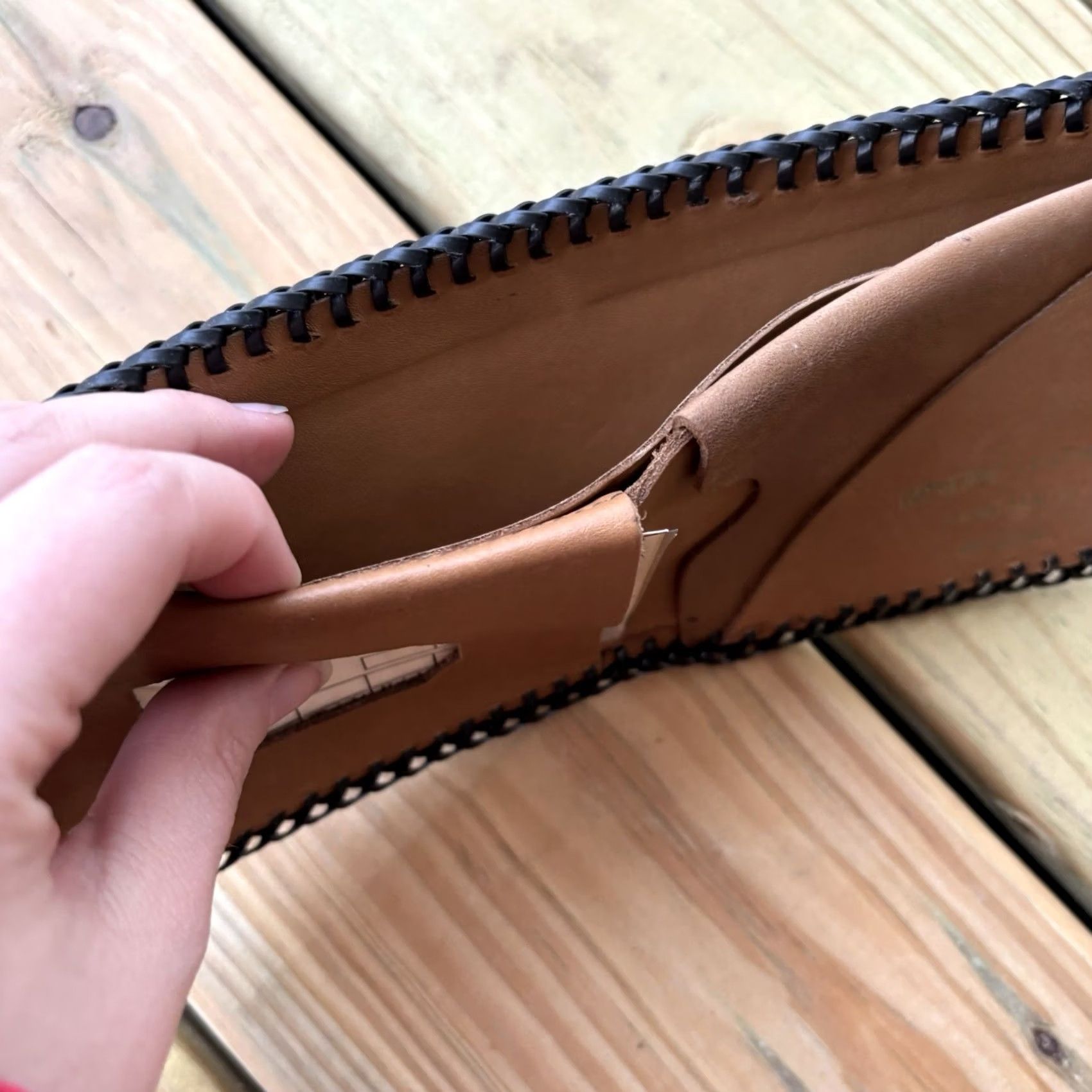 Vintage VINTAGE Eagle Leather Wallet Whipstitch Bifold Hand Tooled USA Made Freedom Size ONE SIZE - 4 Thumbnail