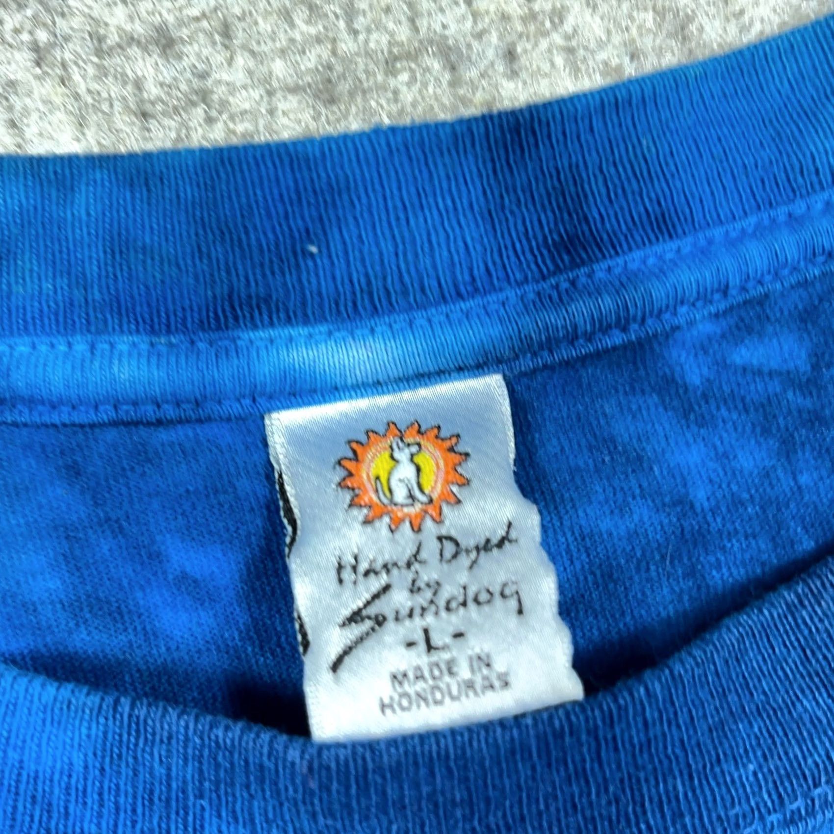 Vintage VINTAGE Grateful Dead Shirt Men Large Blue Red Tie Dye Skeleton 2010 Adult Sundog Graphic Tee Crew Neck Short Sleeve Jersey Cotton Size US L / EU 52-54 / 3 - 3 Thumbnail