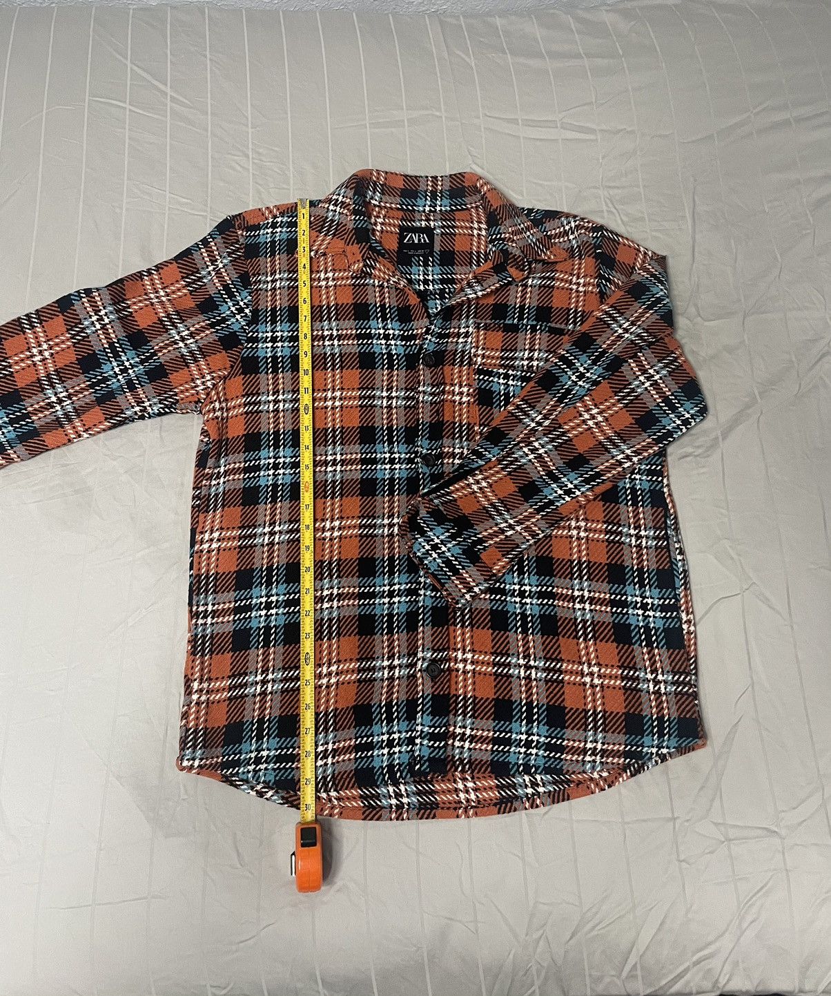 Zara Orange and Black Plaid Flannel Shirt Size US L / EU 52-54 / 3 - 1 Thumbnail