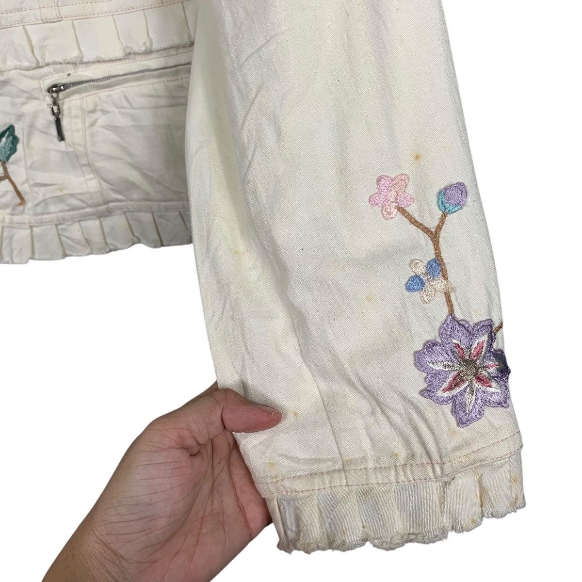 Japanese Brand E.Larin Flower Design Crop Jacket Size S / US 4 / IT 40 - 13 Thumbnail