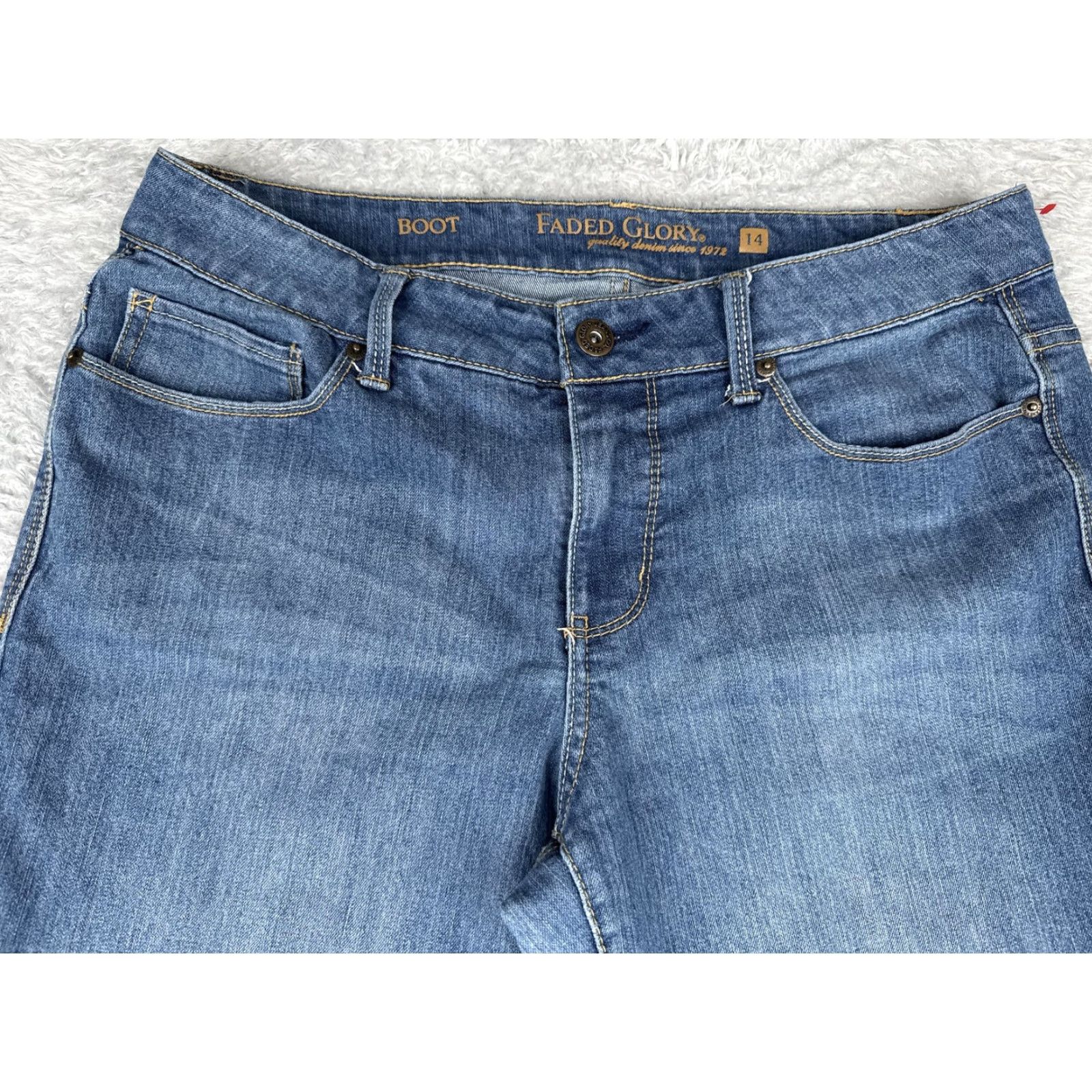 Faded Glory Faded Glory Jeans Womens Bootcut 14 Blue Medium Wash Mid Rise Stretch Denim 34x31 Size 36" / US 14 / IT 50 - 4 Thumbnail